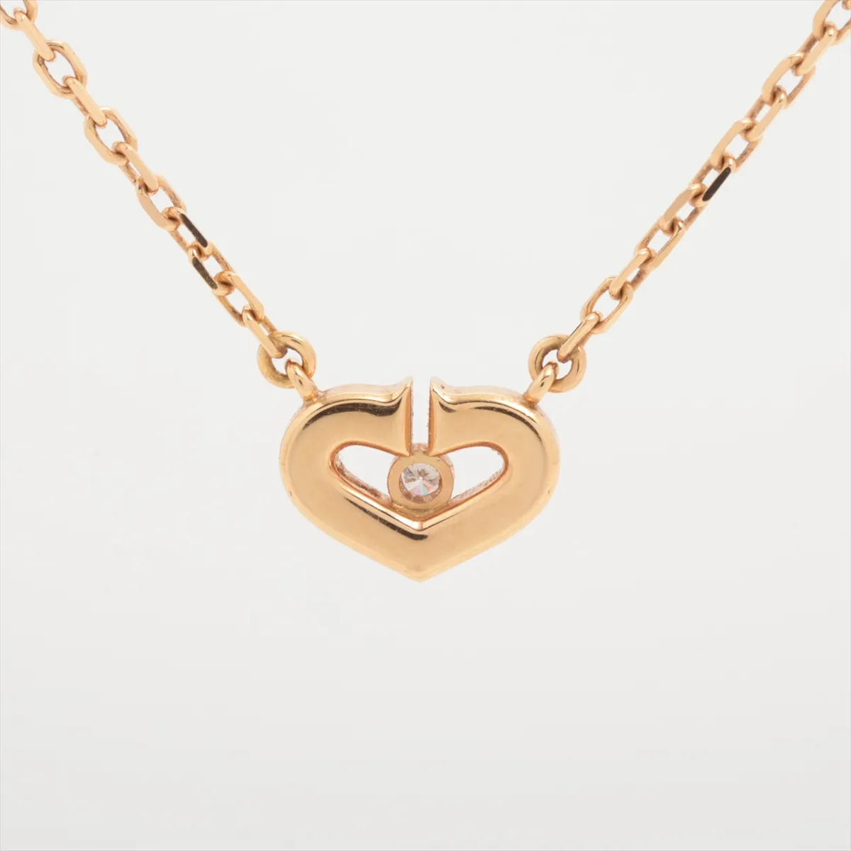 C Heart 1P Diamond Necklace 750 (PG) 4.1g PV6682 Crab clasp exposed B3040400 — view 2