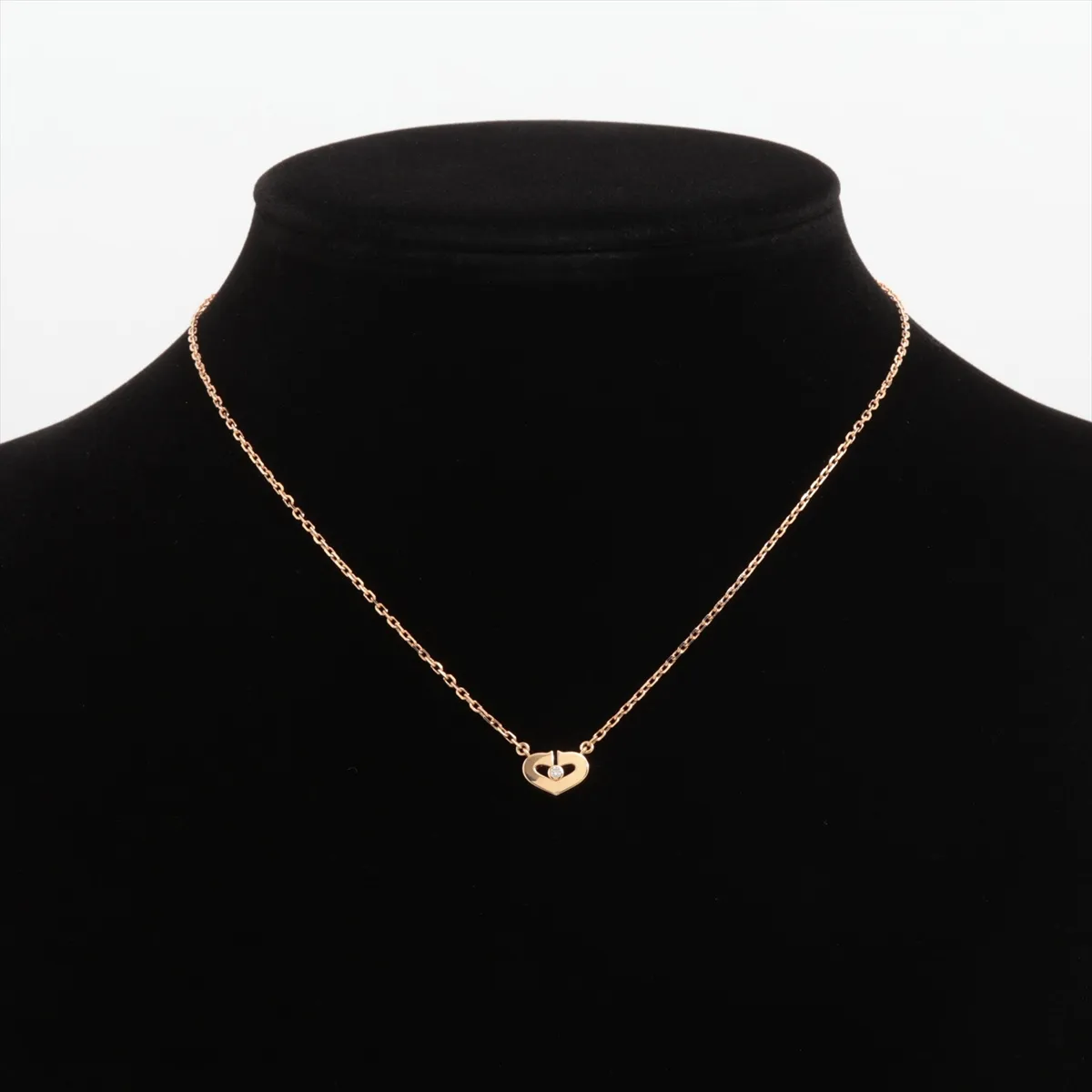 C Heart 1P Diamond Necklace 750 (PG) 4.1g PV6682 Crab clasp exposed B3040400 — view 5
