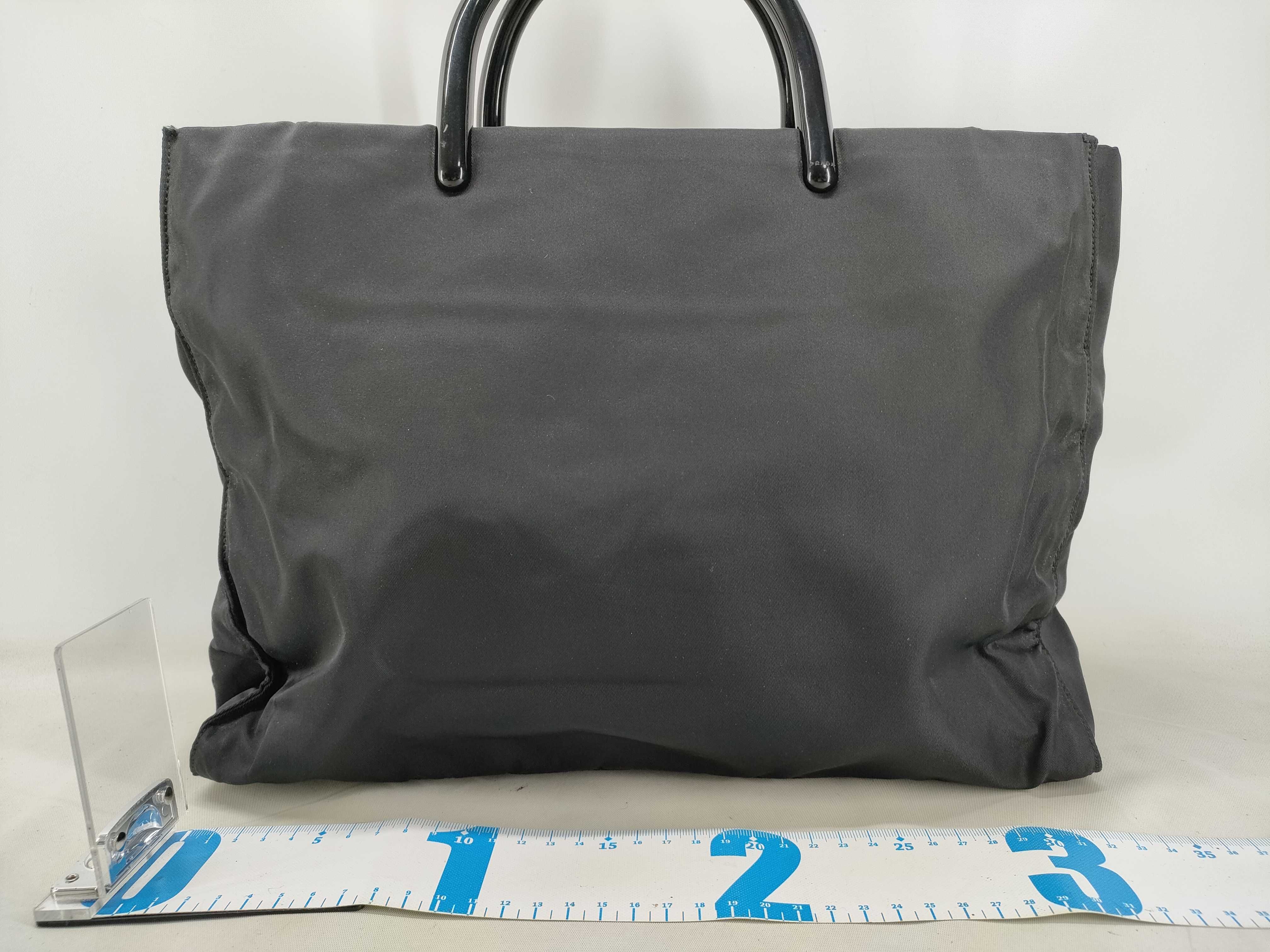 Nylon Prada Tessuto Nylon Handbag Black Plastic Handle Triangle Logo 7 Handbag — view 2