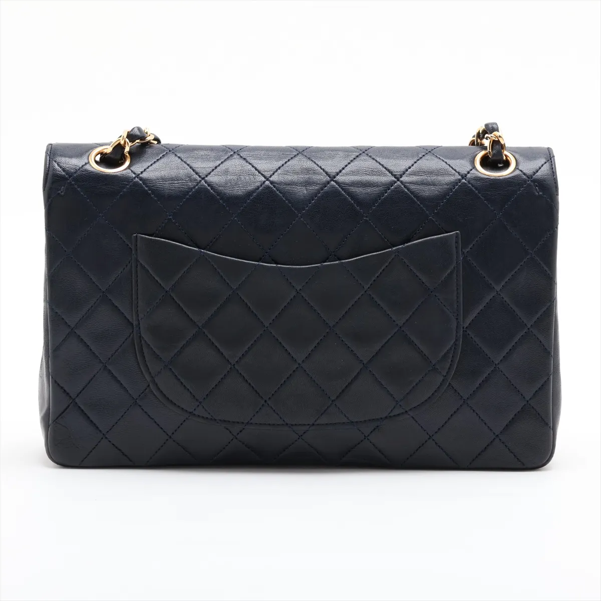 Matelassé Lambskin Double Flap Double Chain Bag, Navy, Gold Hardware, 0499903 (Serial Number 0) — view 2