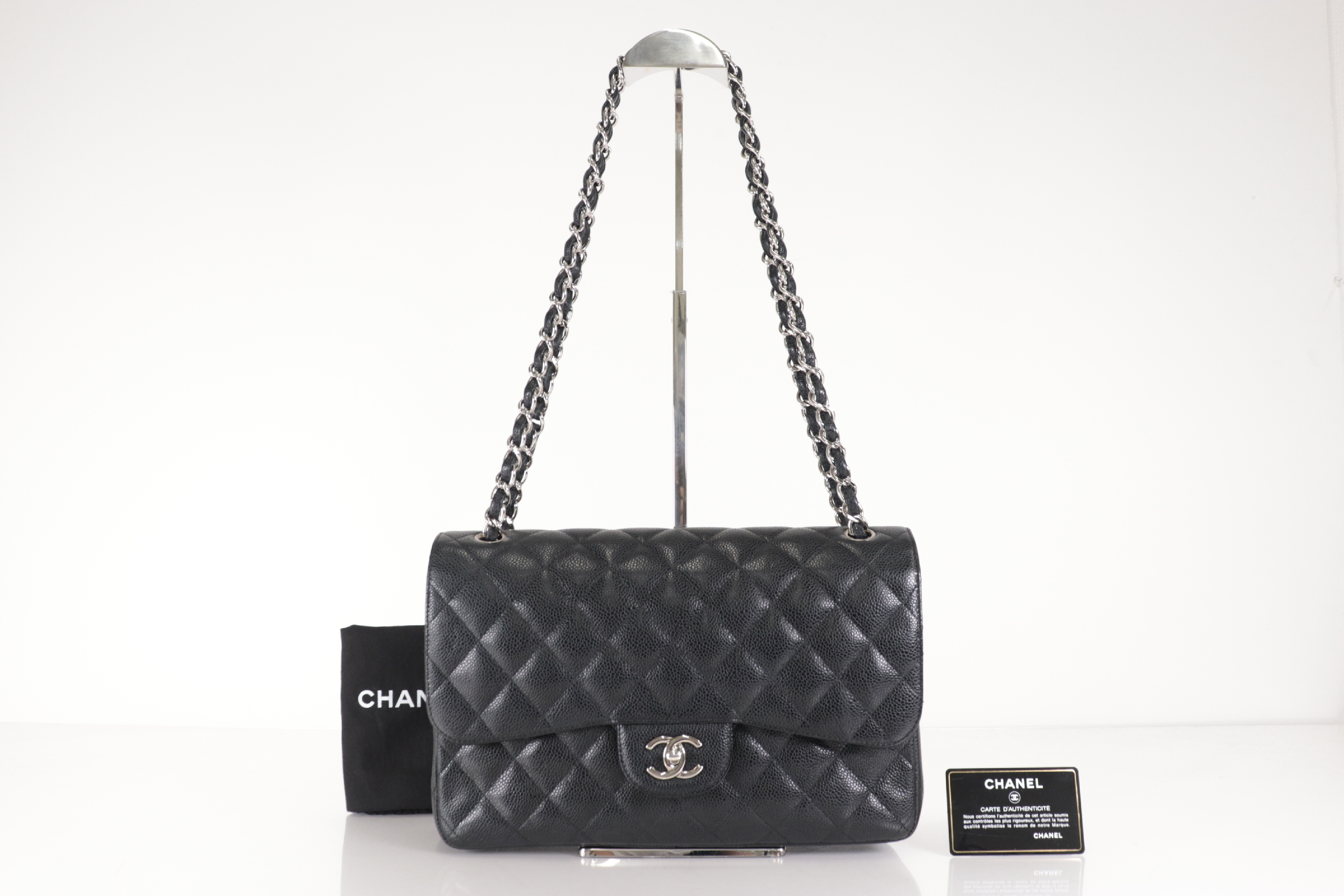 Double Flap 30 Caviar Leather Silver Hardware Shoulder Bag