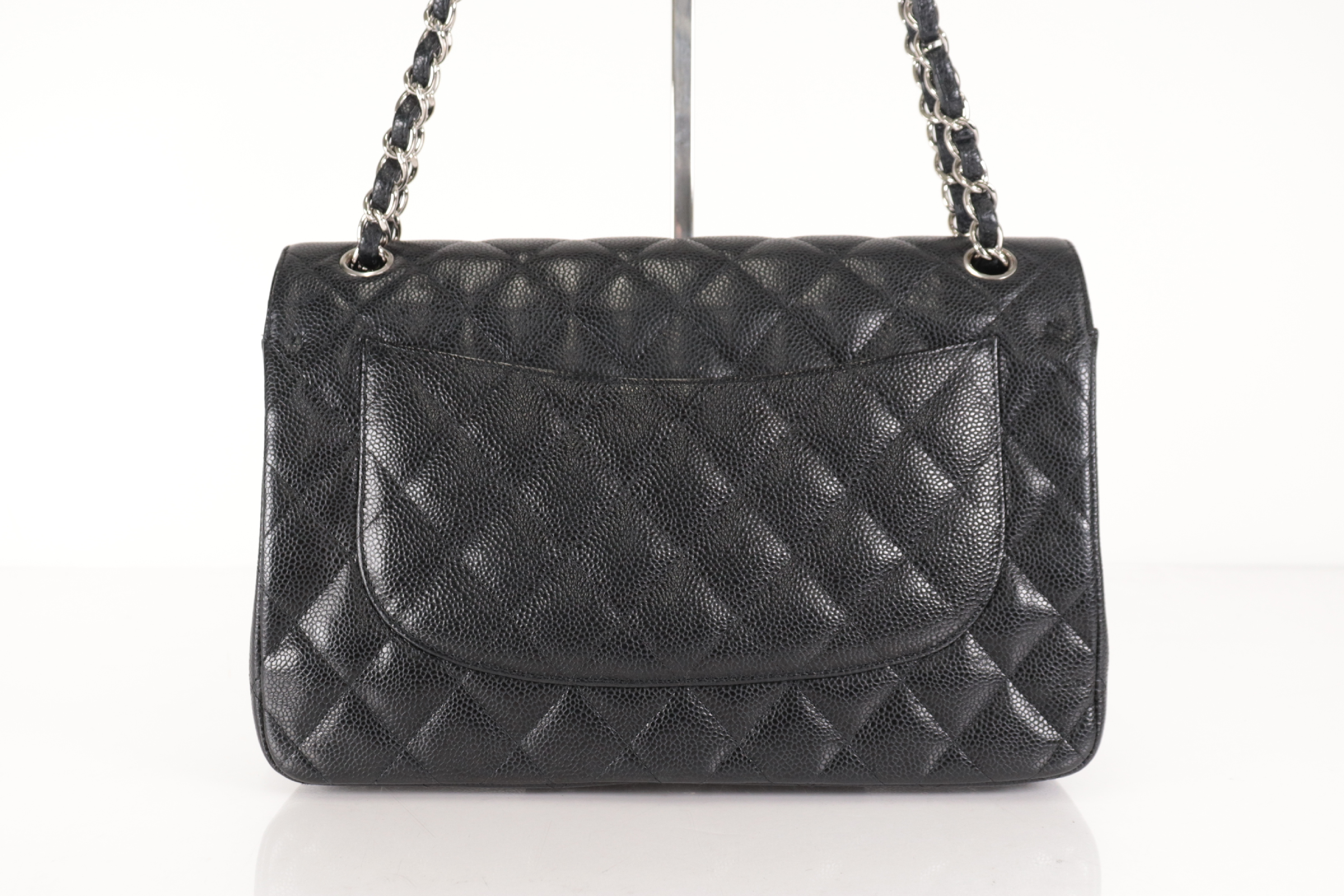 Double Flap 30 Caviar Leather Silver Hardware Shoulder Bag — view 3