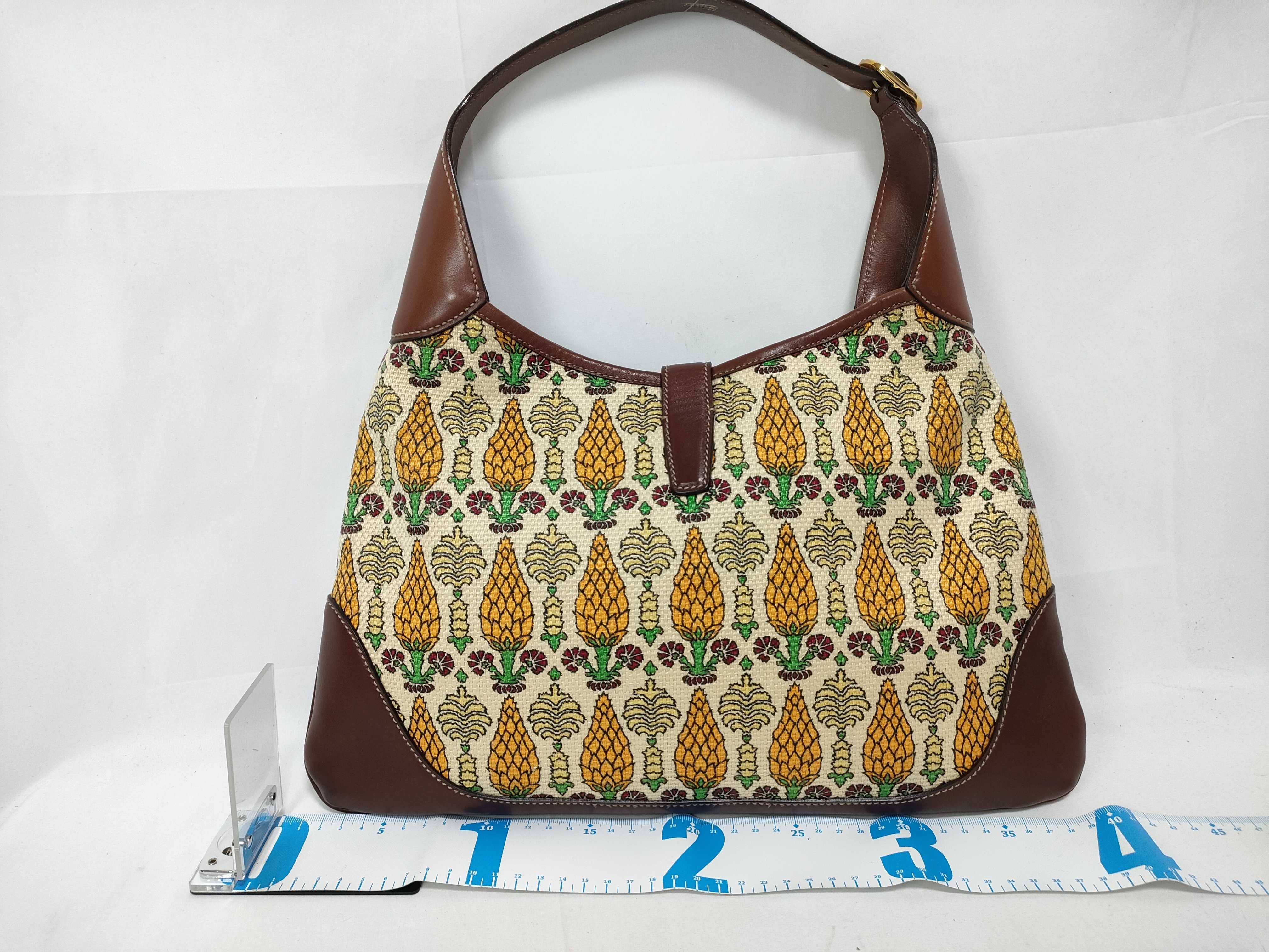 Jackie Canvas x Leather Shoulder Bag, Brown, 153029 (Shoulder Bag) — view 2