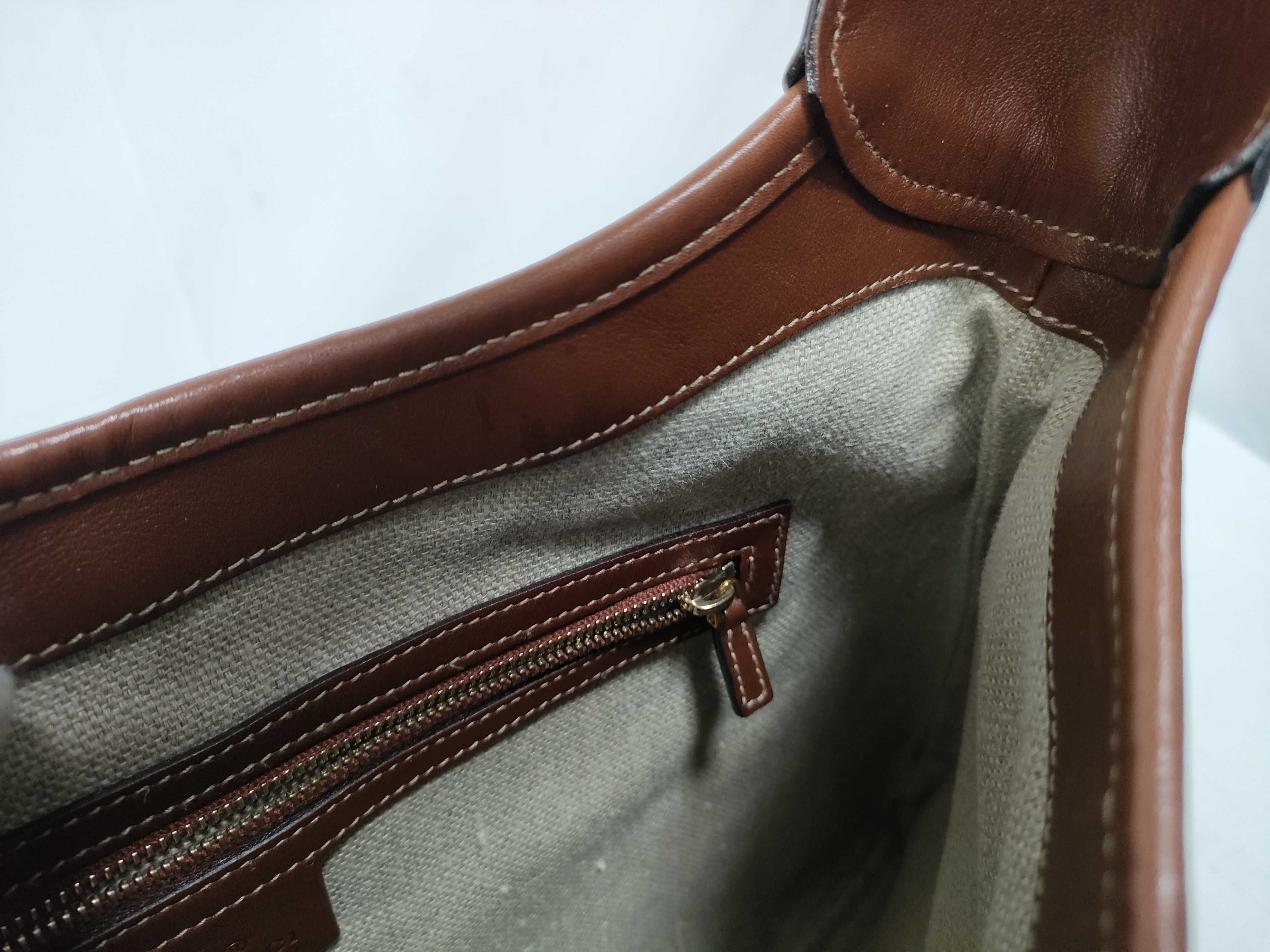 Jackie Canvas x Leather Shoulder Bag, Brown, 153029 (Shoulder Bag) — view 12