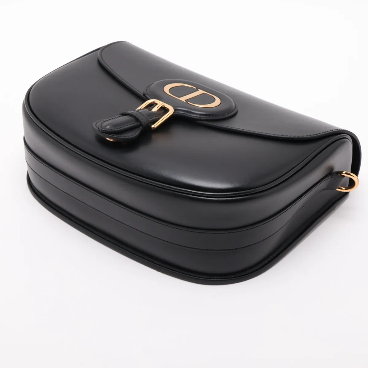 Bobby Leather Shoulder Bag, Black x Navy (Strap sold separately) — view 3