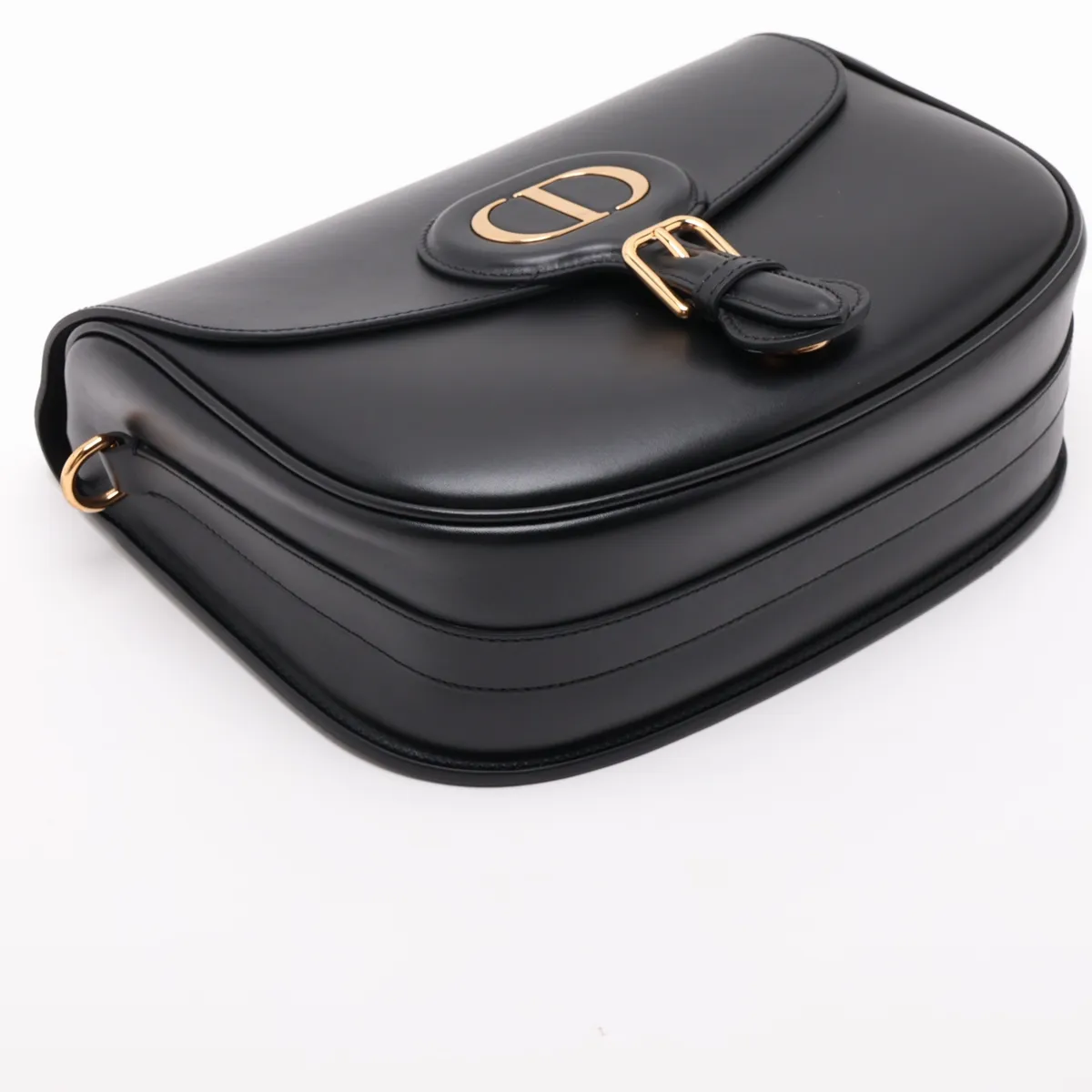 Bobby Leather Shoulder Bag, Black x Navy (Strap sold separately) — view 4