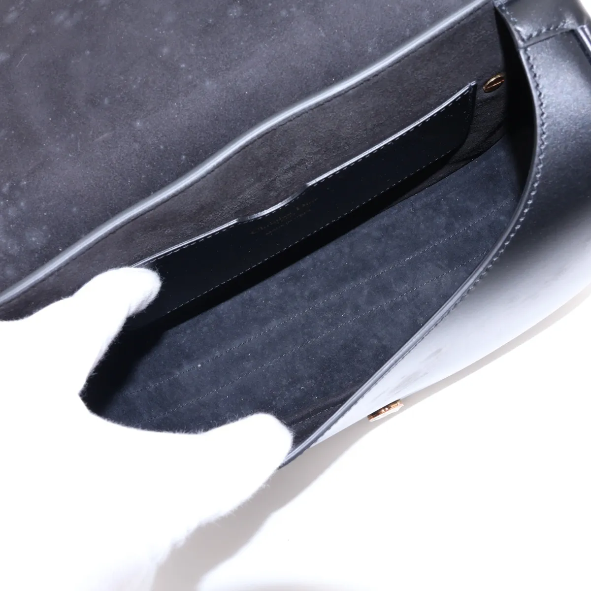 Bobby Leather Shoulder Bag, Black x Navy (Strap sold separately) — view 6