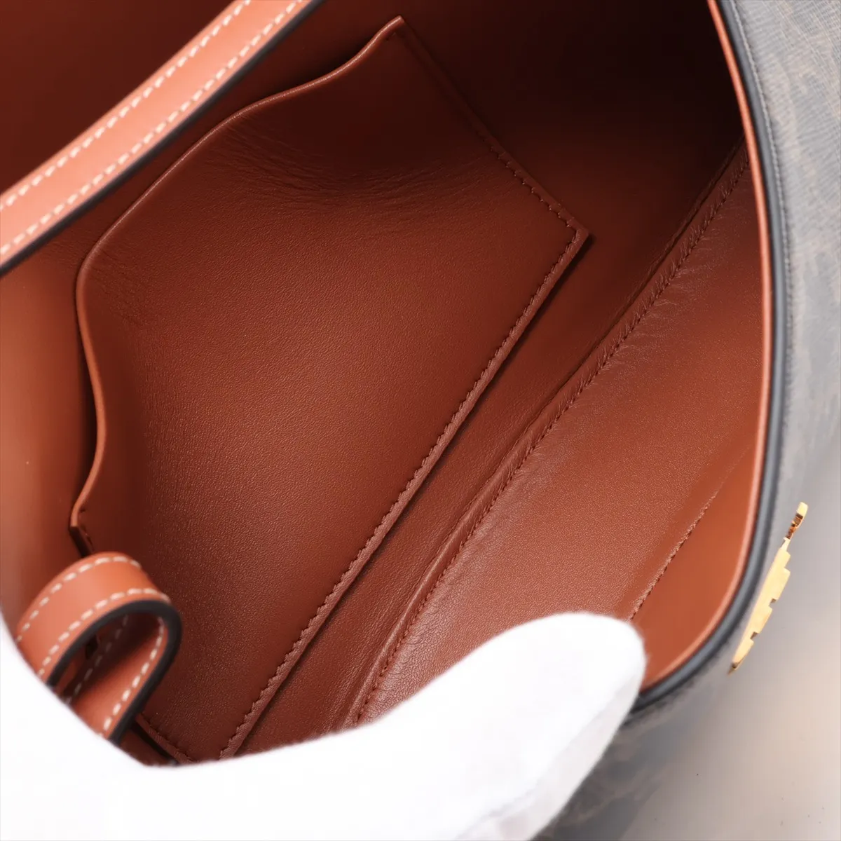 Triomphe Medium Laura PVC x Leather Shoulder Bag, Brown — view 6