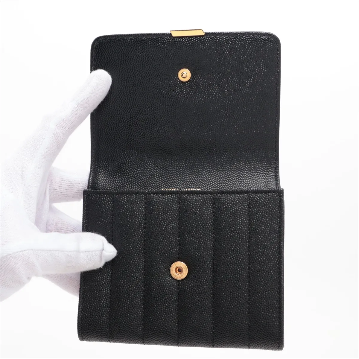 Logo IEN539984 Leather Compact Wallet, Black — view 3