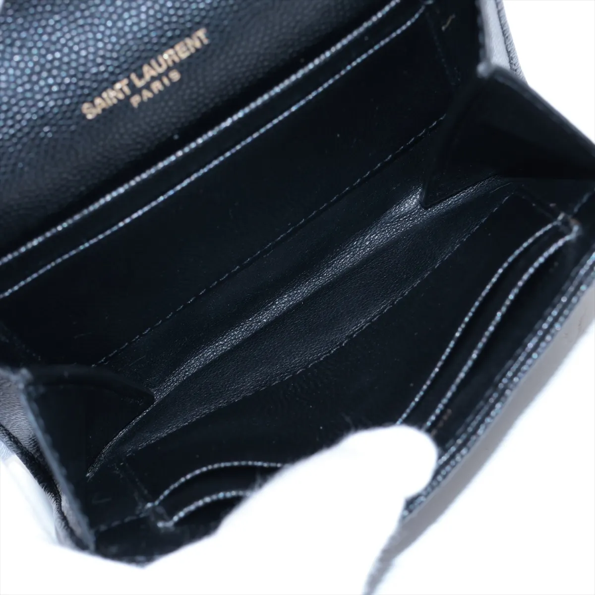 Logo IEN539984 Leather Compact Wallet, Black — view 4
