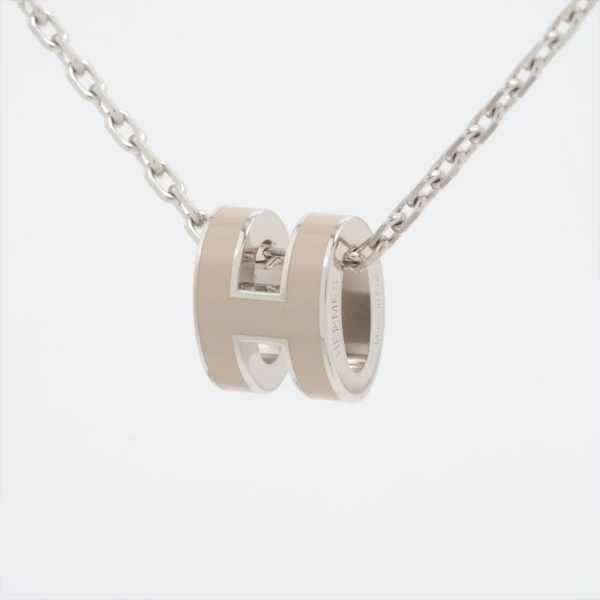 Mini Pop H GD1215 Necklace, GP Silver x Marron Glacé. Shows — view 2