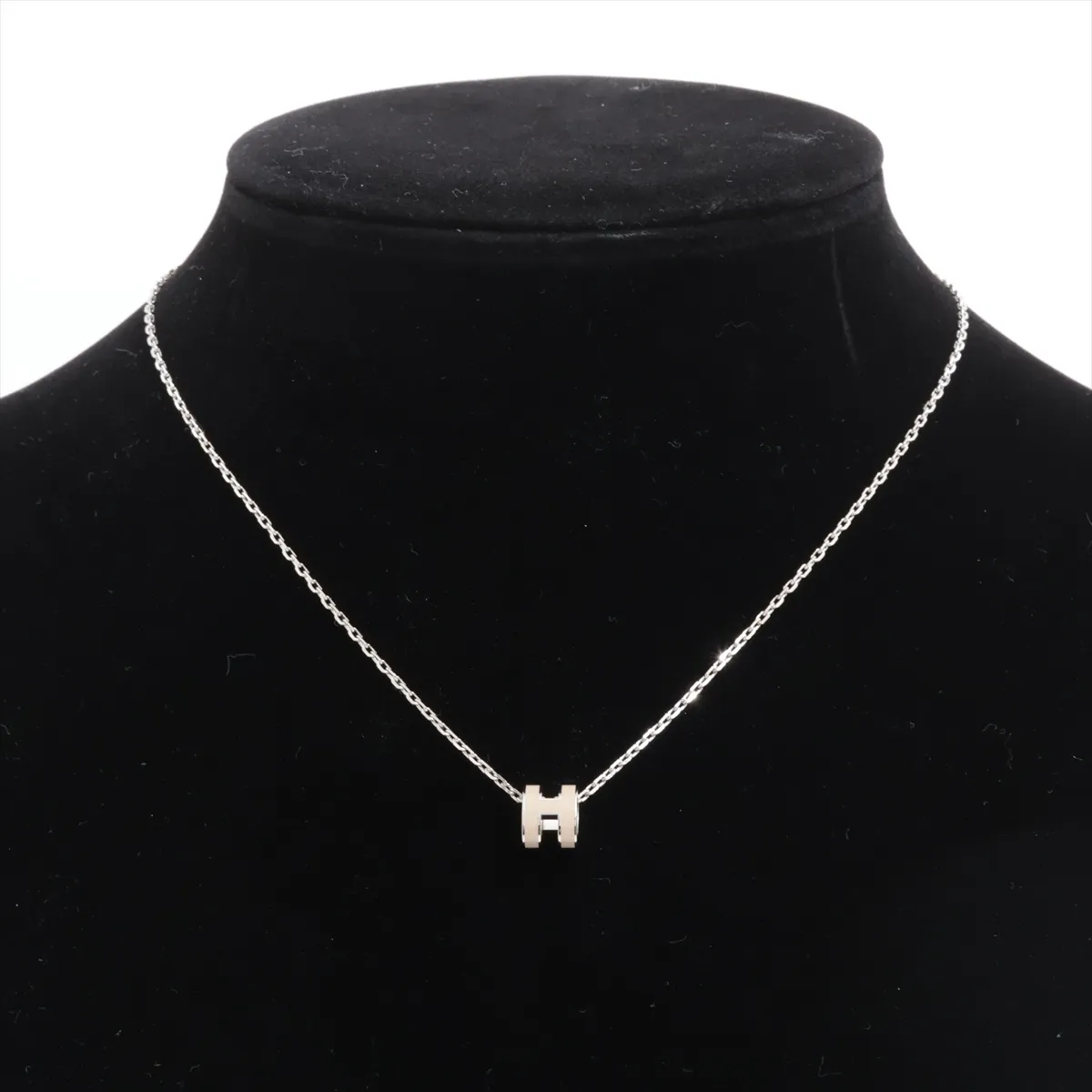 Mini Pop H GD1215 Necklace, GP Silver x Marron Glacé. Shows — view 5