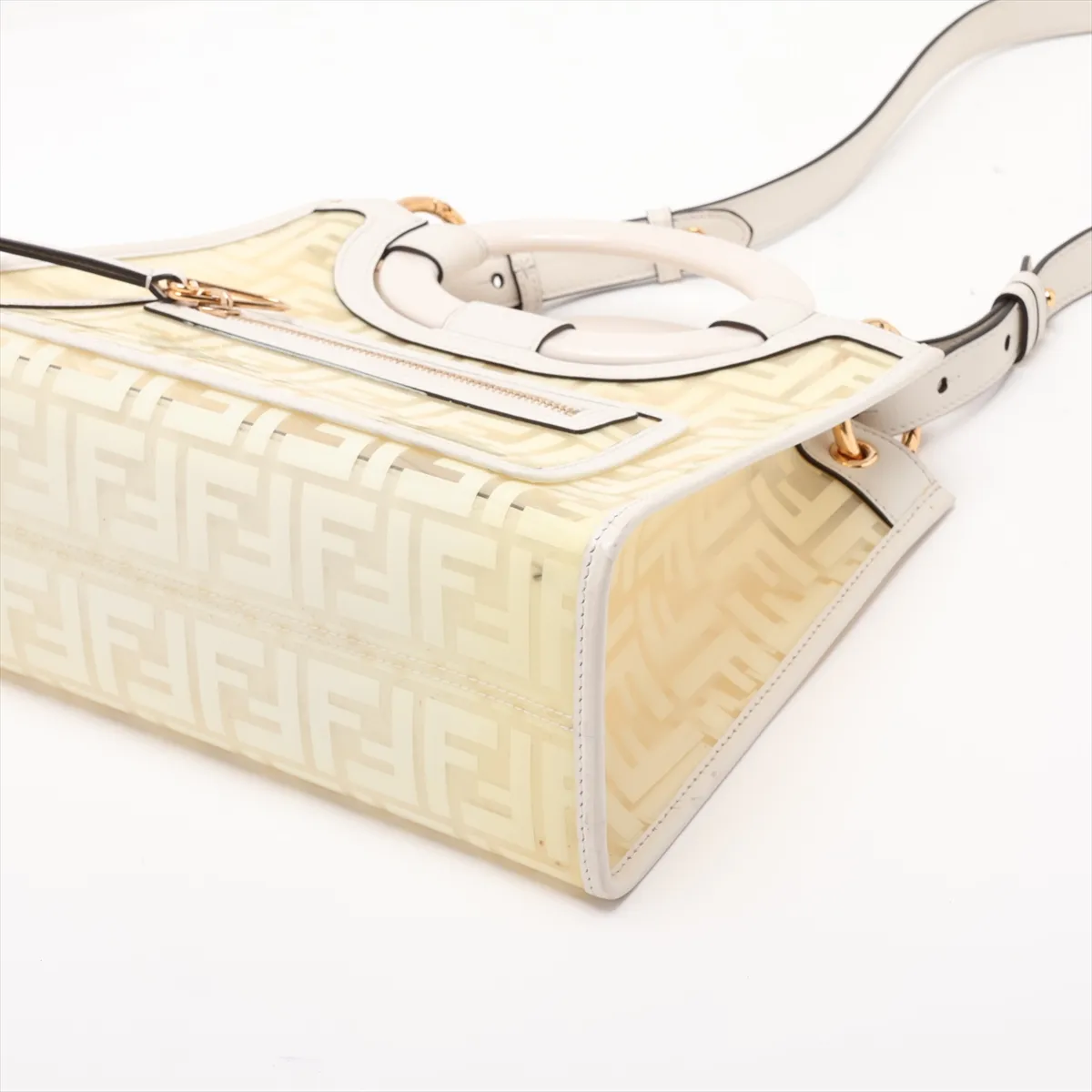 Zucca Runaway Vinyl x Leather 2-Way Handbag Beige x White 8BH353 — view 3