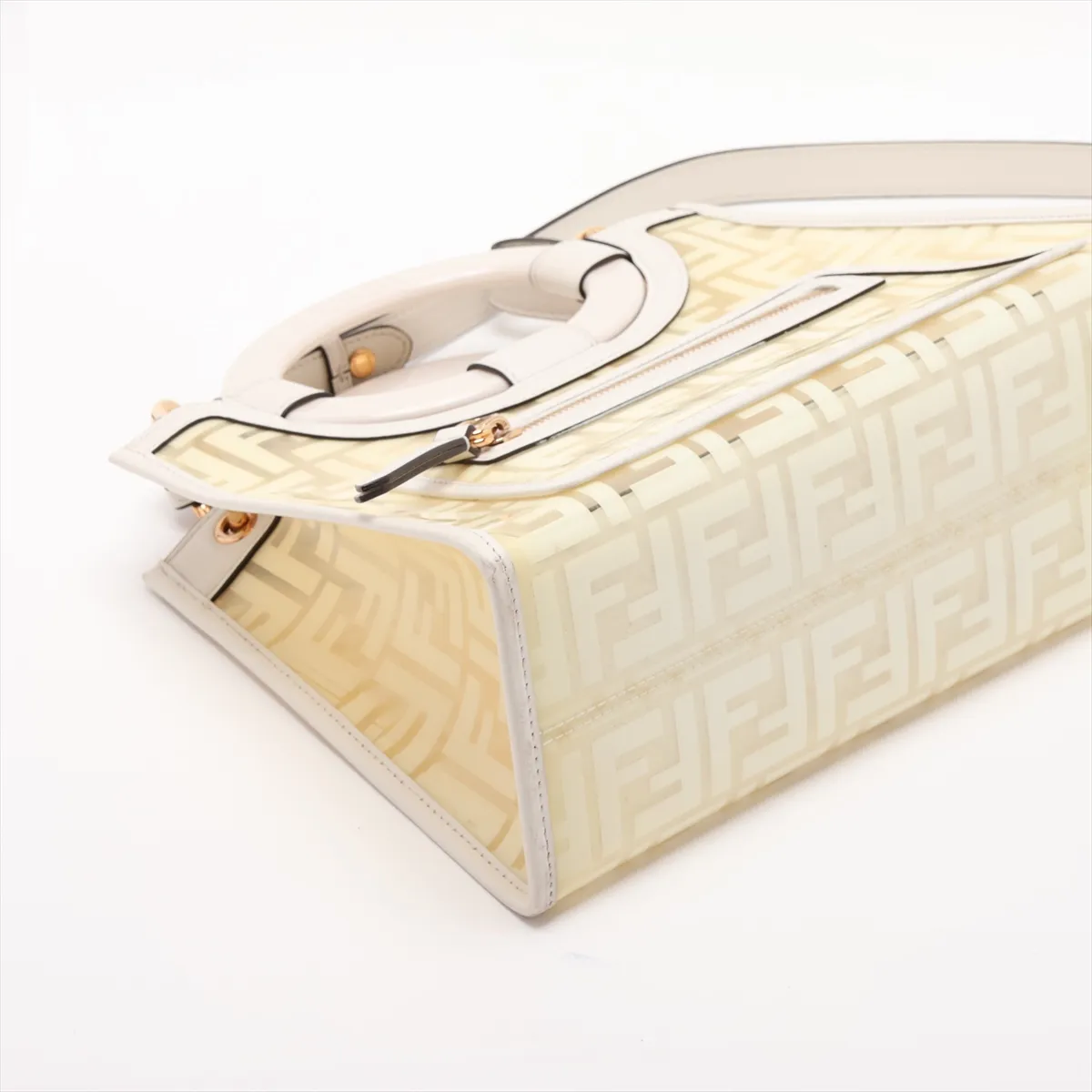 Zucca Runaway Vinyl x Leather 2-Way Handbag Beige x White 8BH353 — view 4