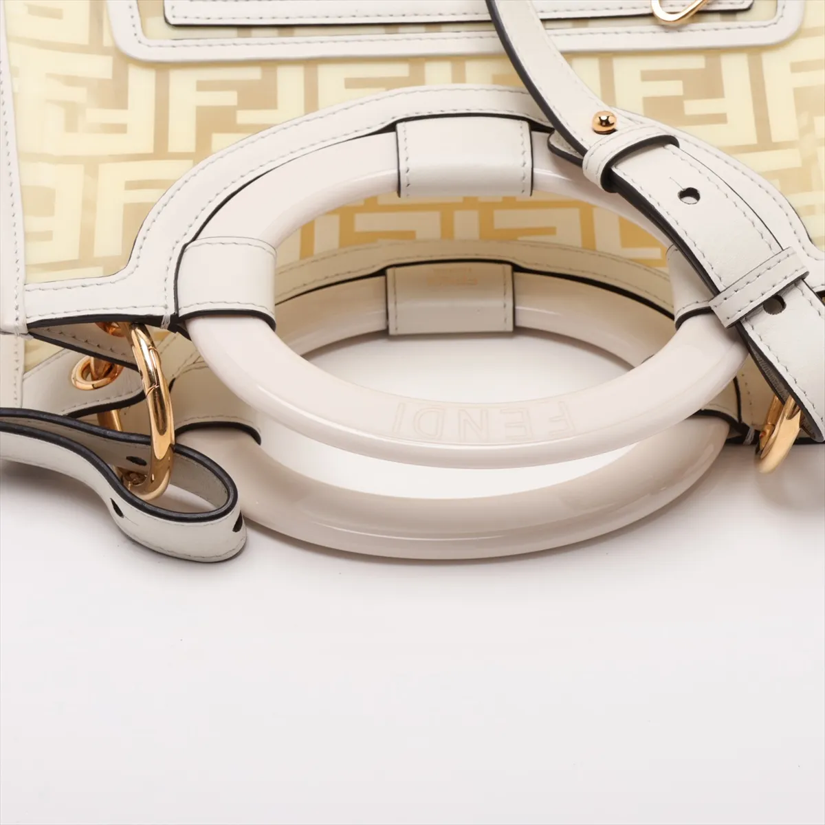Zucca Runaway Vinyl x Leather 2-Way Handbag Beige x White 8BH353 — view 5