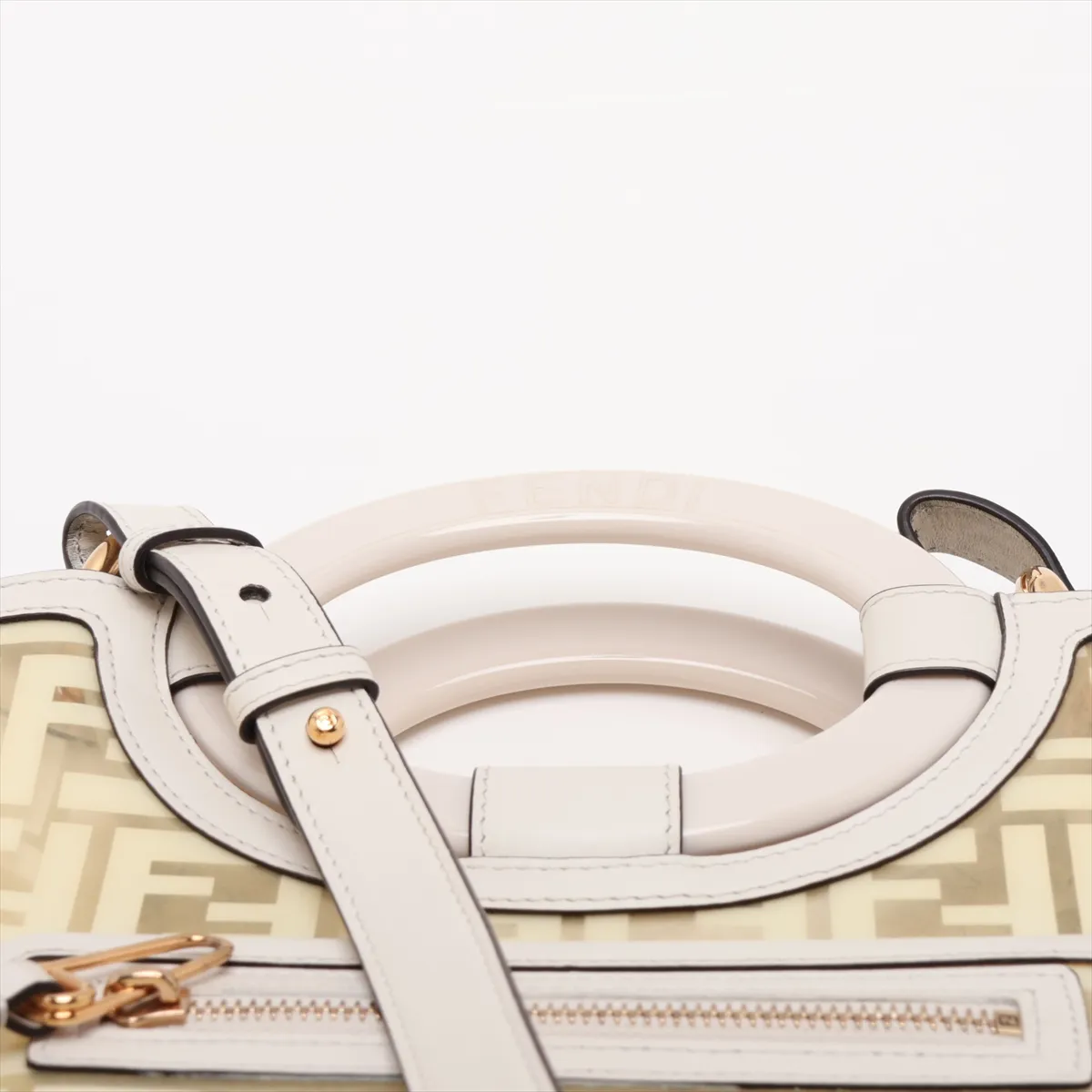 Zucca Runaway Vinyl x Leather 2-Way Handbag Beige x White 8BH353 — view 6
