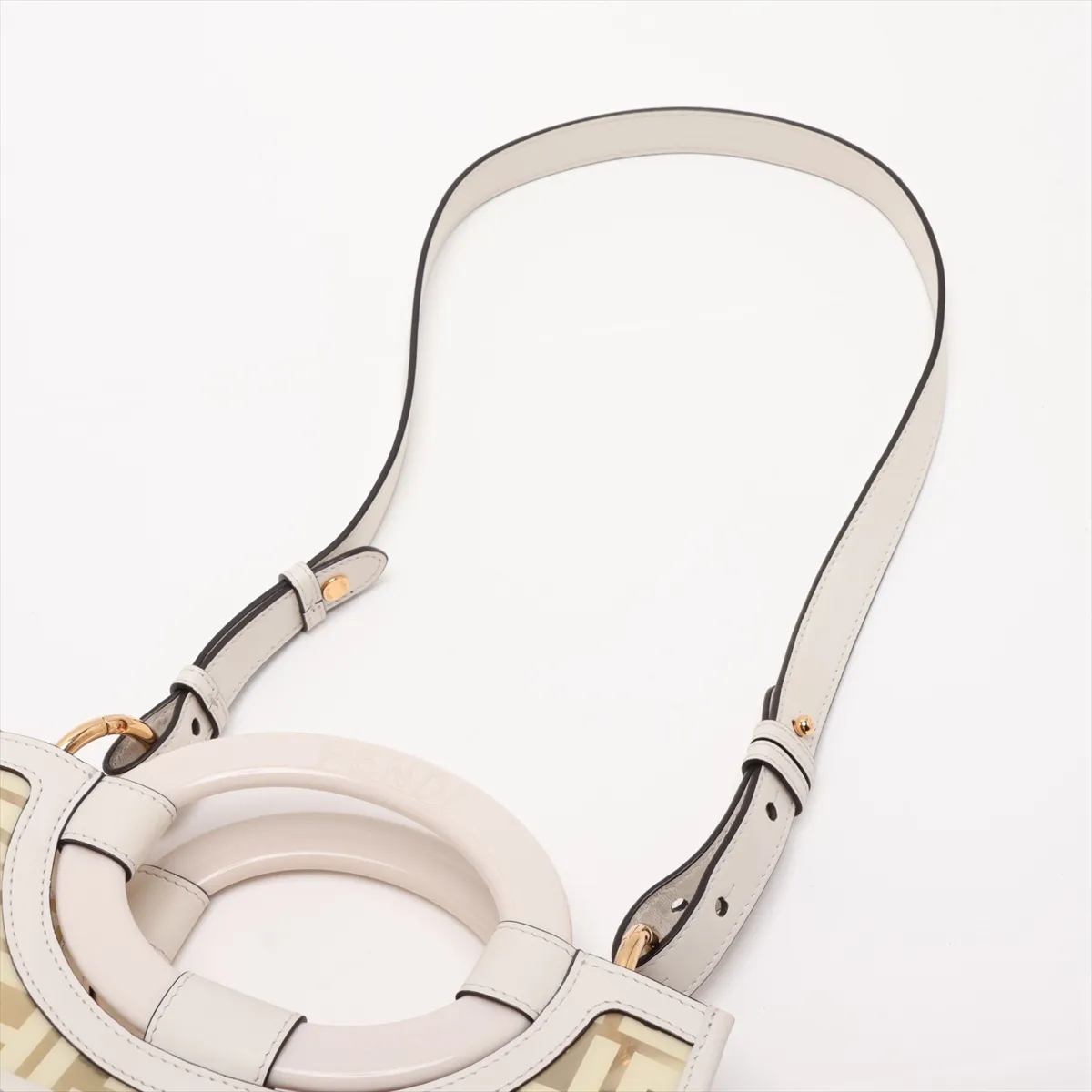 Zucca Runaway Vinyl x Leather 2-Way Handbag Beige x White 8BH353 — view 7