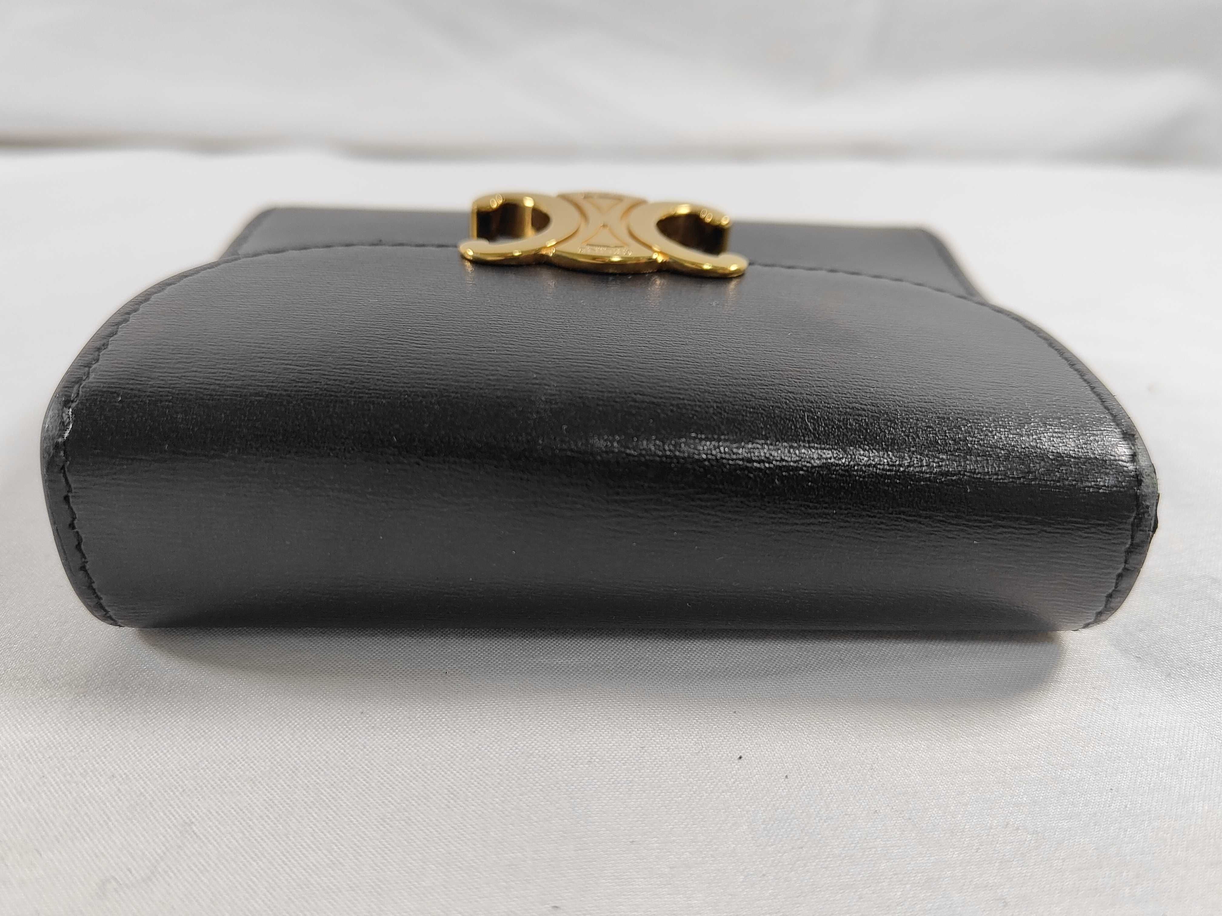 Triomphe Compact Wallet, Black — view 6