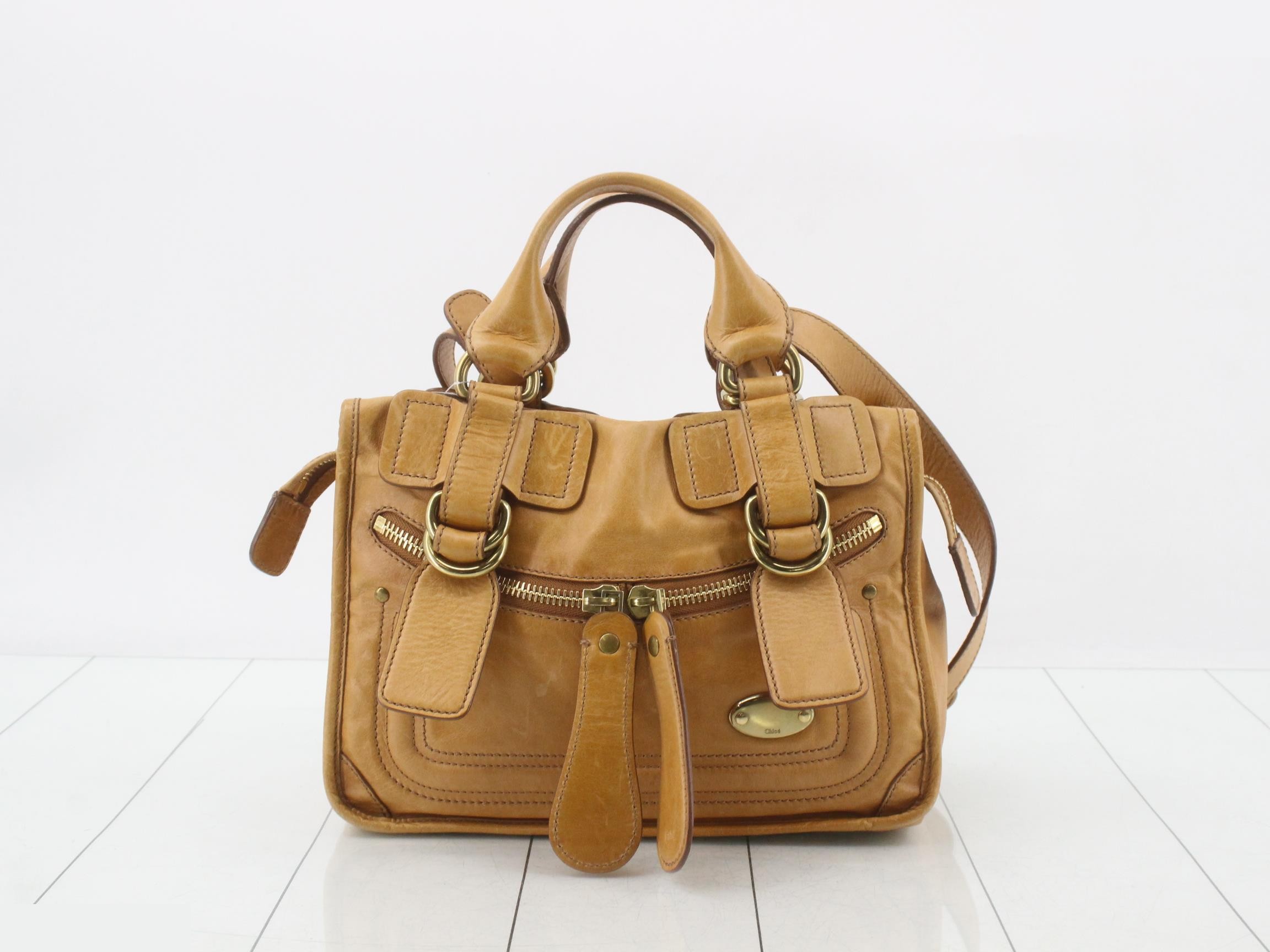 Leather 2-way handbag with shoulder strap