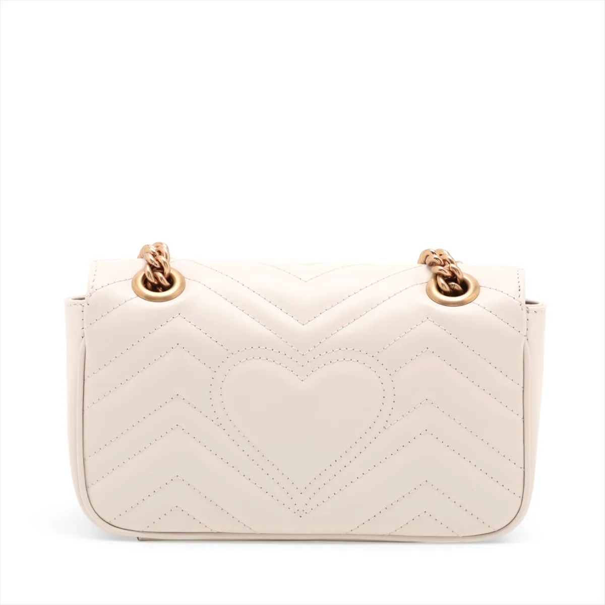 GG Marmont Leather Chain Shoulder Bag, White, 446744 — view 2