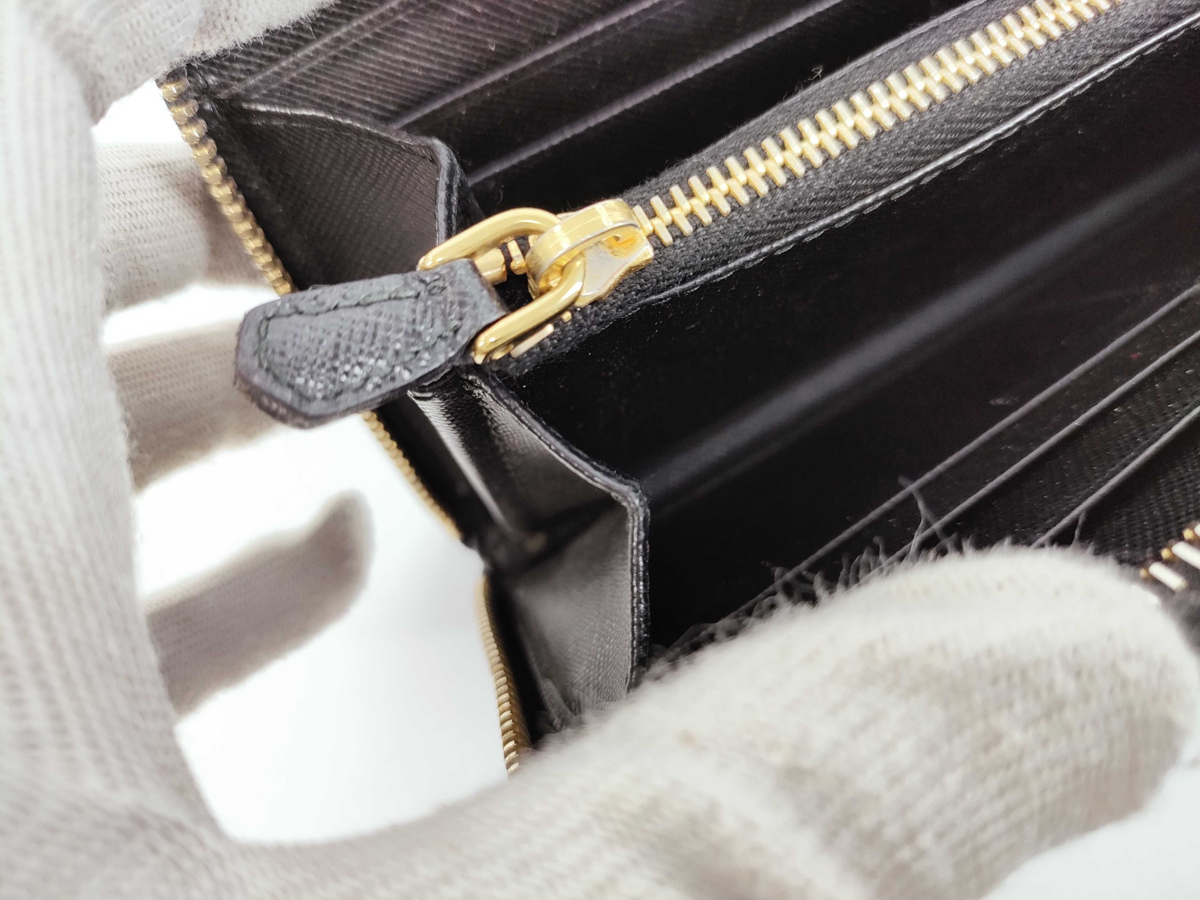 Ribbon-detailed Bi-fold Long Wallet, Saffiano Leather, 1M1132 — view 12