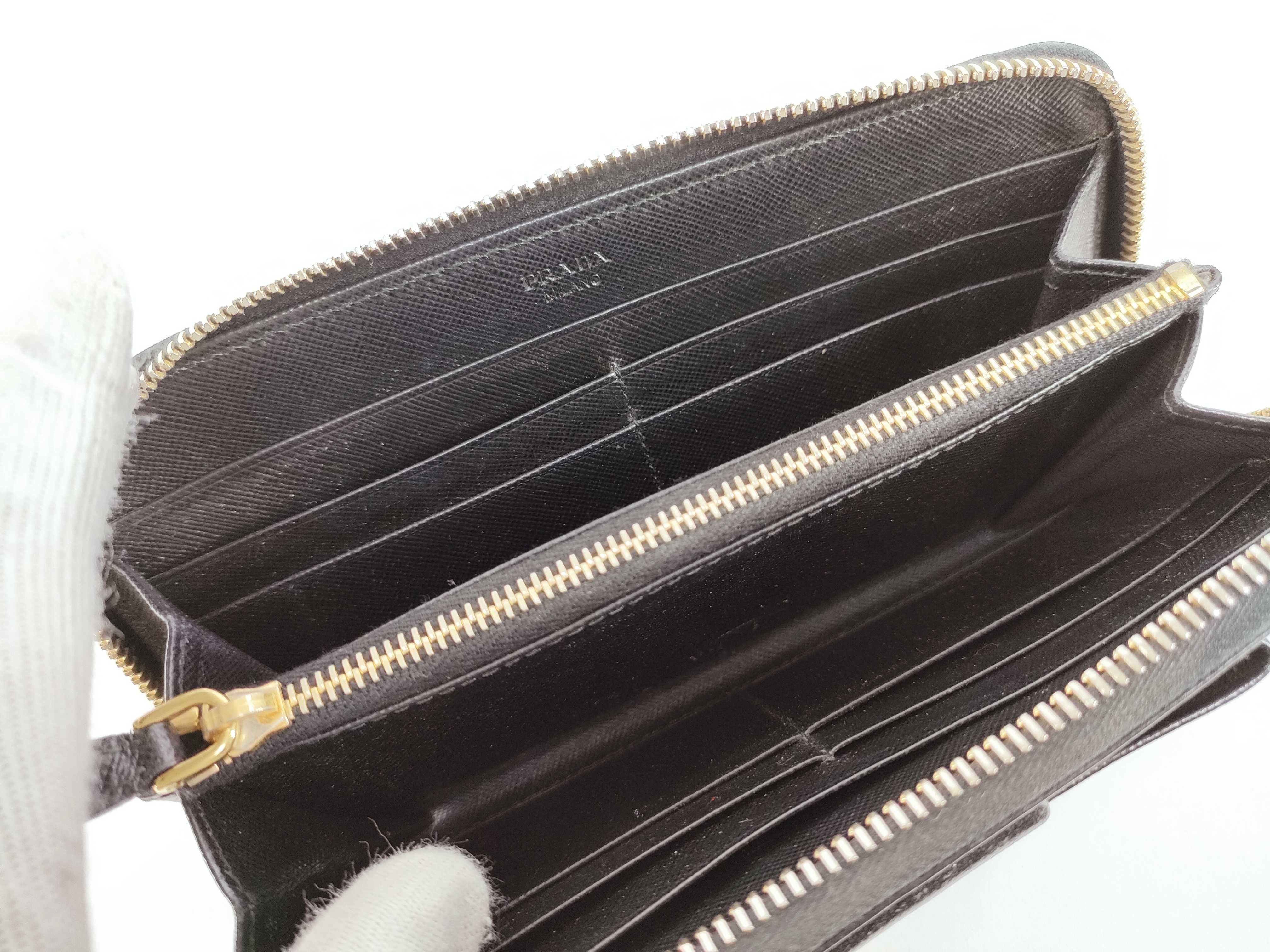 Ribbon-detailed Bi-fold Long Wallet, Saffiano Leather, 1M1132 — view 14