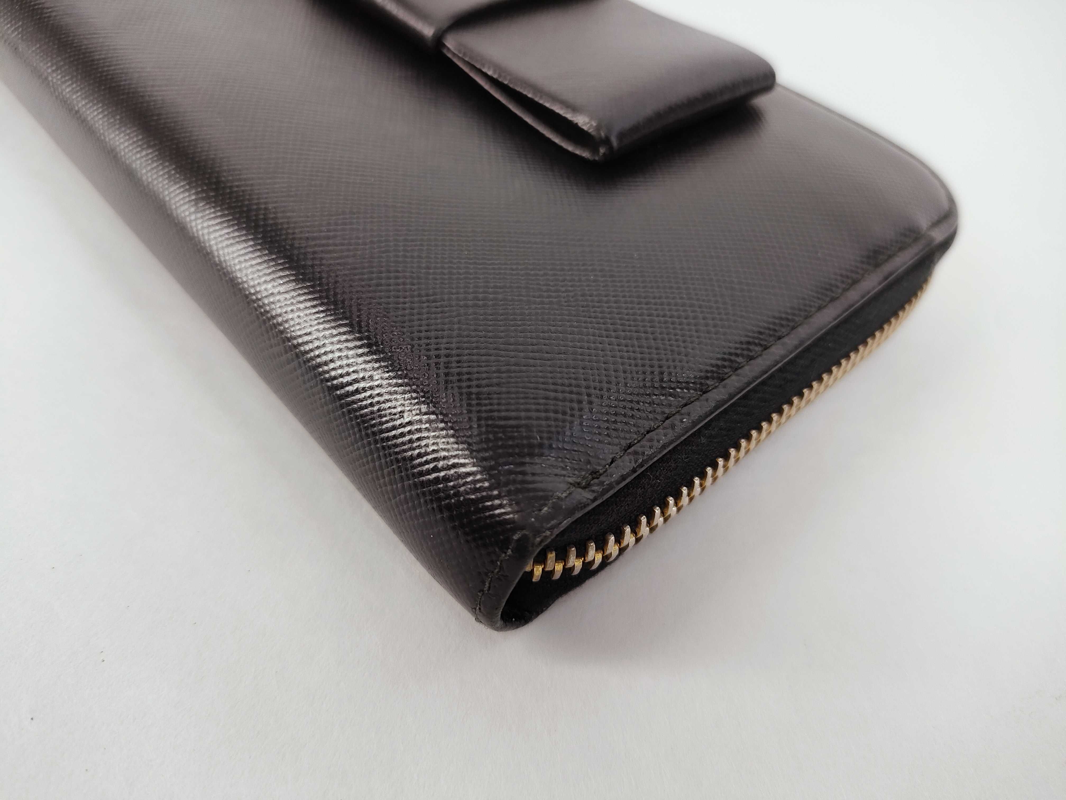 Ribbon-detailed Bi-fold Long Wallet, Saffiano Leather, 1M1132 — view 3