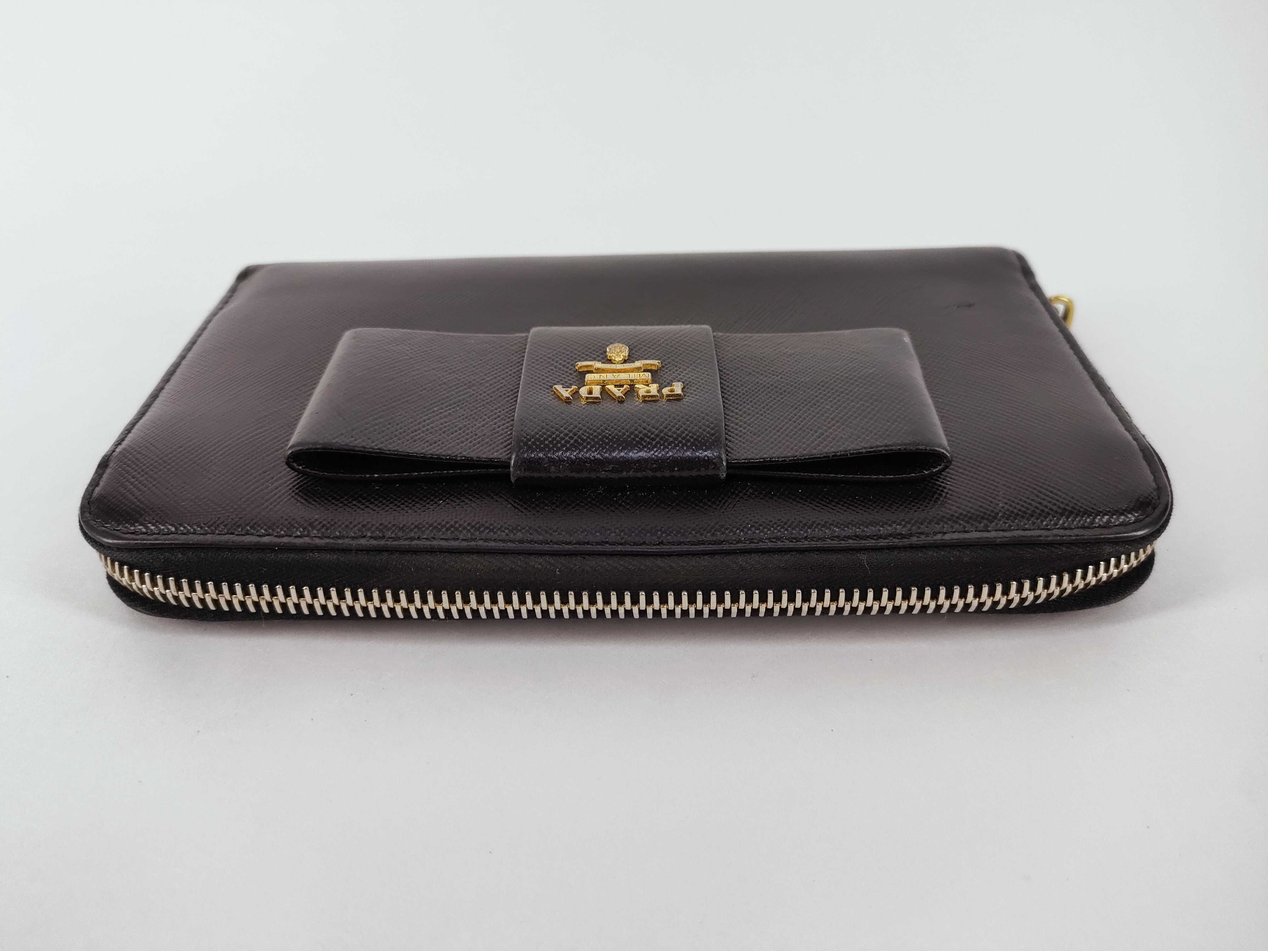 Ribbon-detailed Bi-fold Long Wallet, Saffiano Leather, 1M1132 — view 5