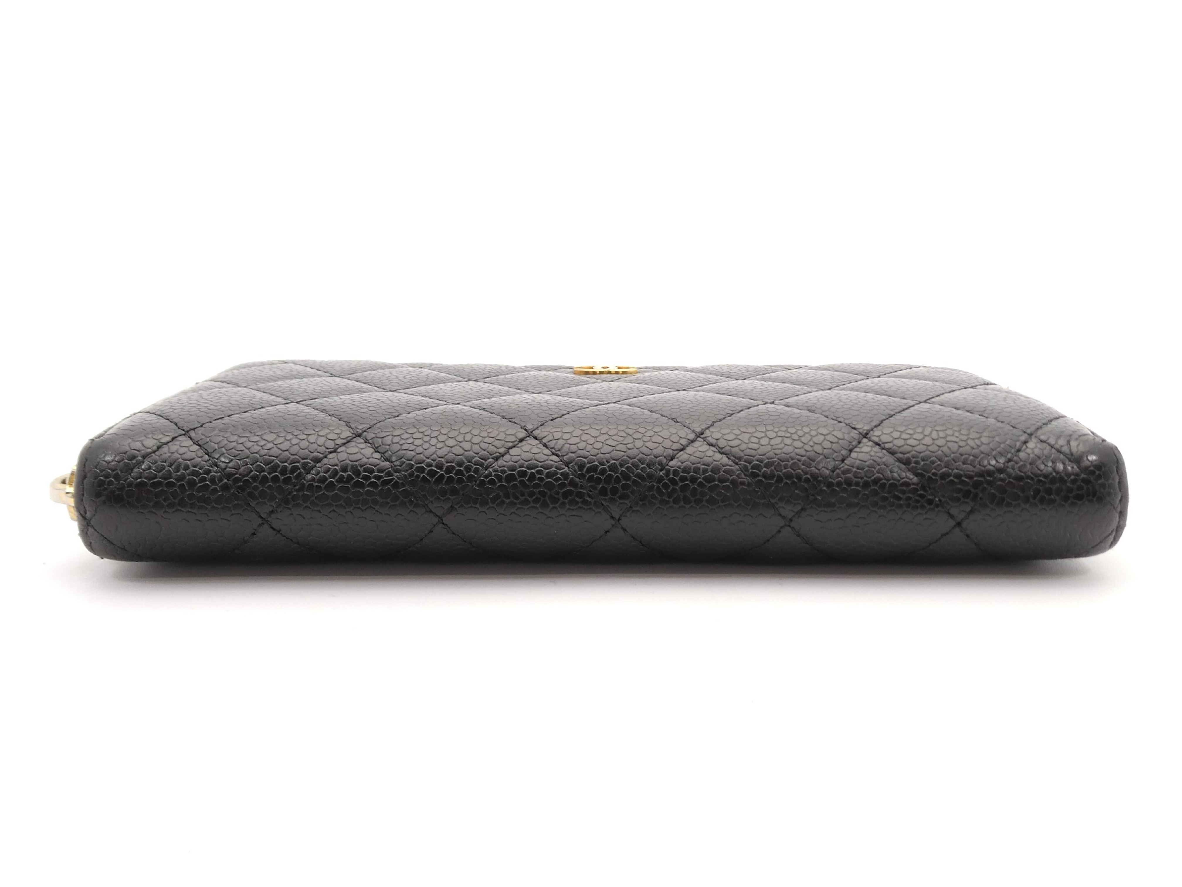 Matelassé Coco Mark Caviar Skin Round Zip Wallet — view 5