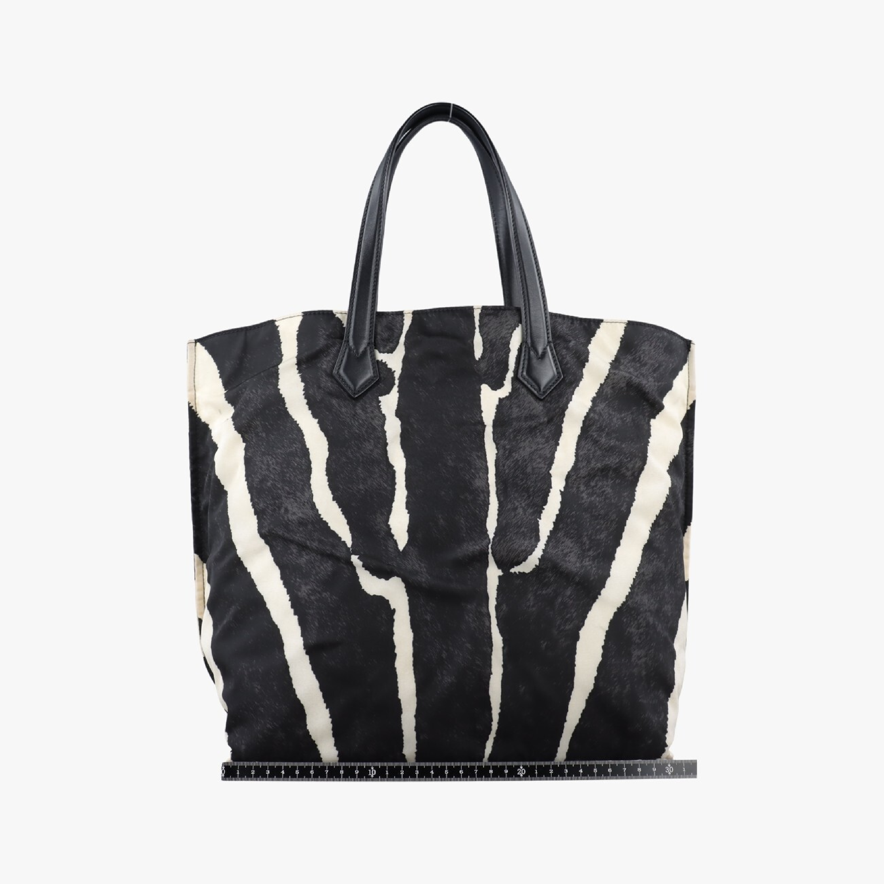 Zebra Print Tote Bag, White x Black Nylon x Leather, 8BH260 8BH260-Q9A 148-2384 (Handbag) — view 2