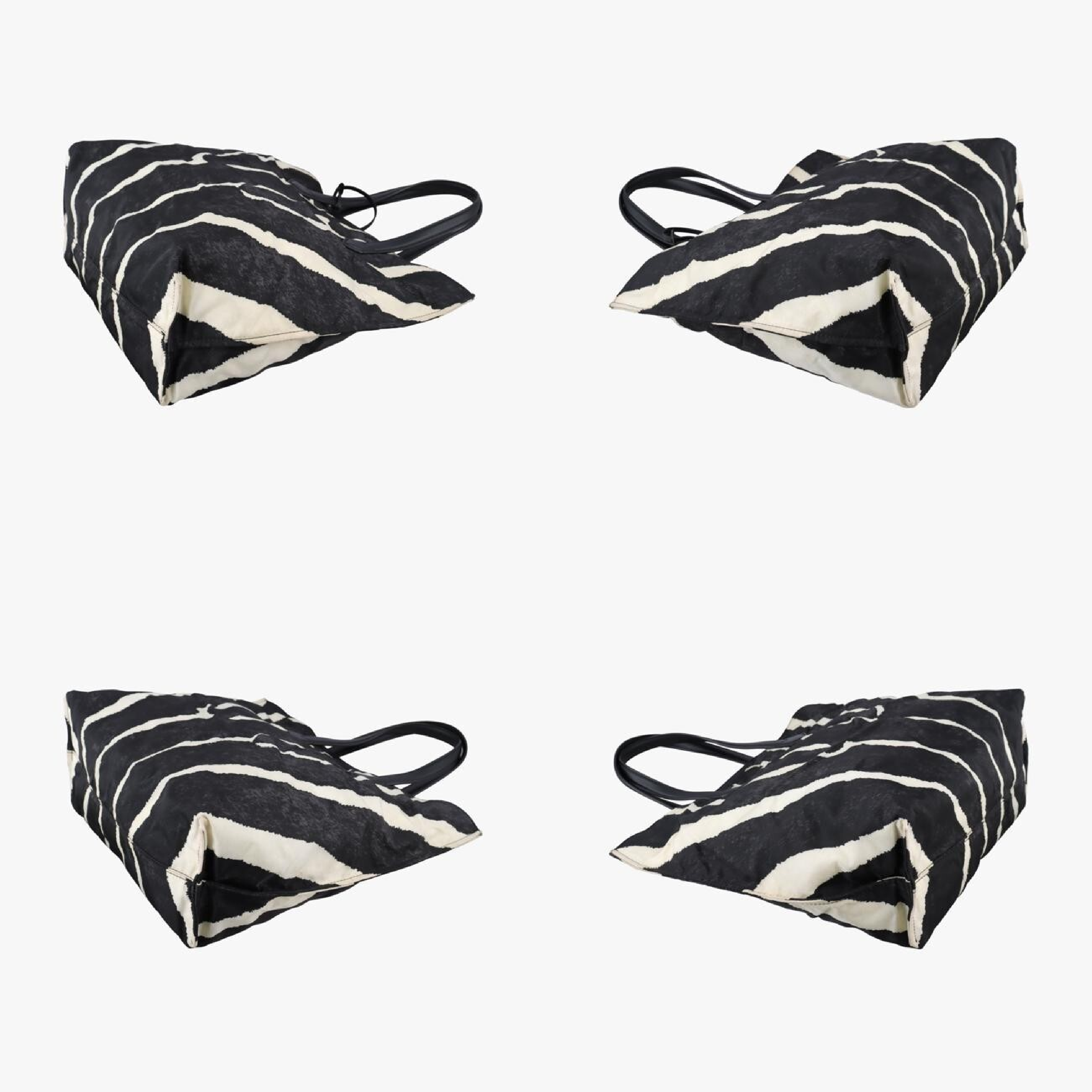 Zebra Print Tote Bag, White x Black Nylon x Leather, 8BH260 8BH260-Q9A 148-2384 (Handbag) — view 4