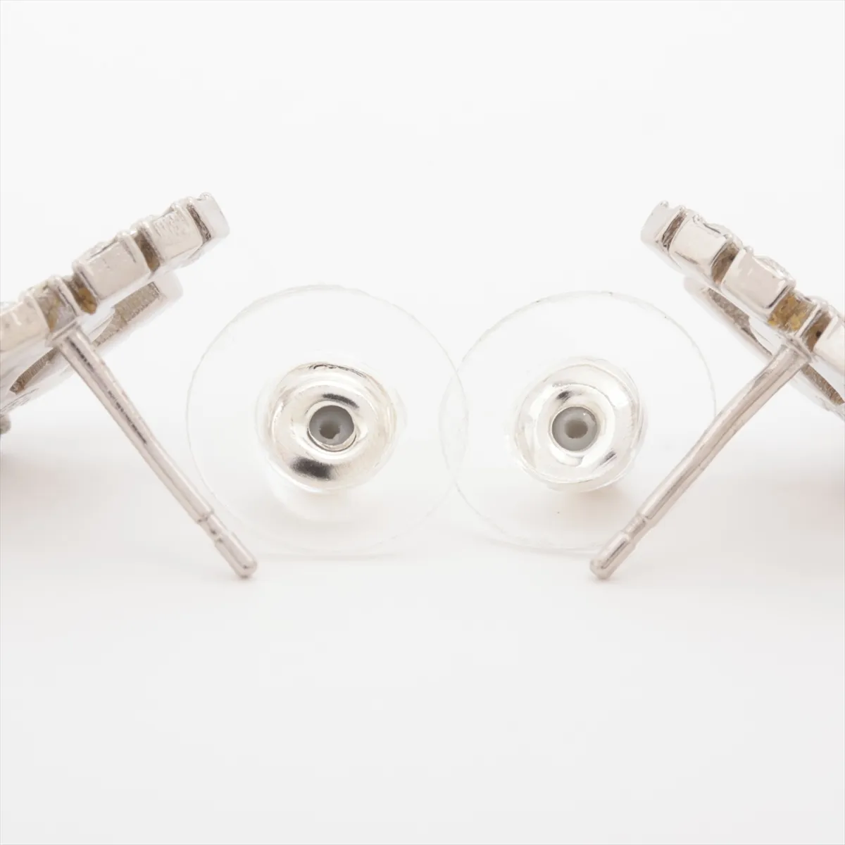 Cocomark B18S Earrings (for both ears) GP x Rhinestone Silver Many small dents on the stone — view 4