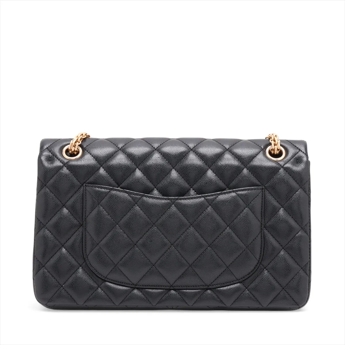Matelassé 2.55 Large Caviar Skin Double Flap Double Chain Bag, Black with Gold Hardware, 23538581, Serial Number , A37587 — view 2