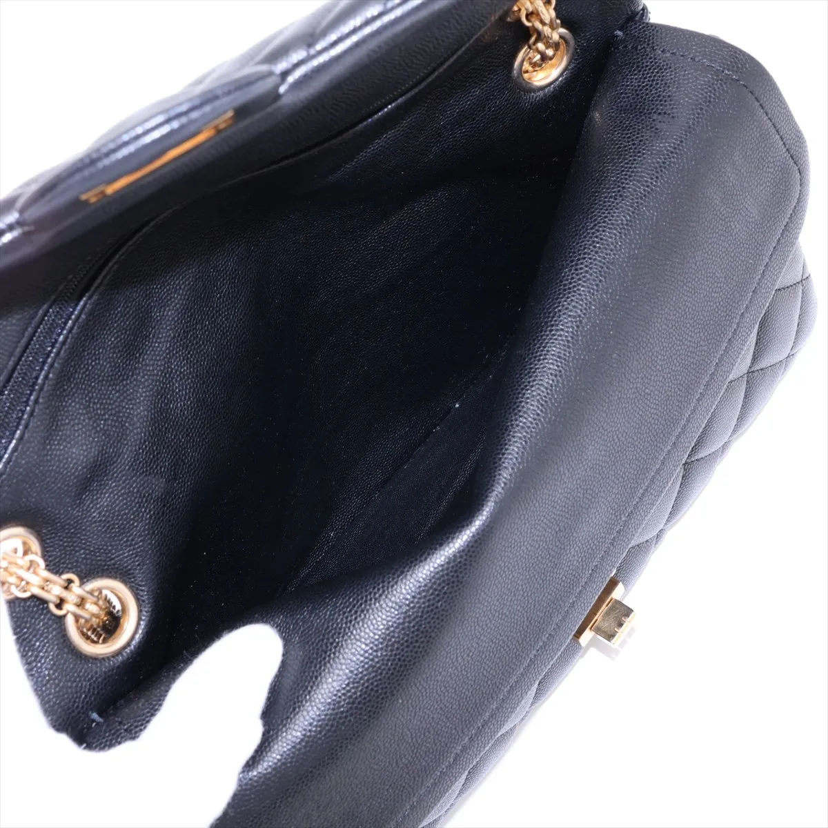 Matelassé 2.55 Large Caviar Skin Double Flap Double Chain Bag, Black with Gold Hardware, 23538581, Serial Number , A37587 — view 11