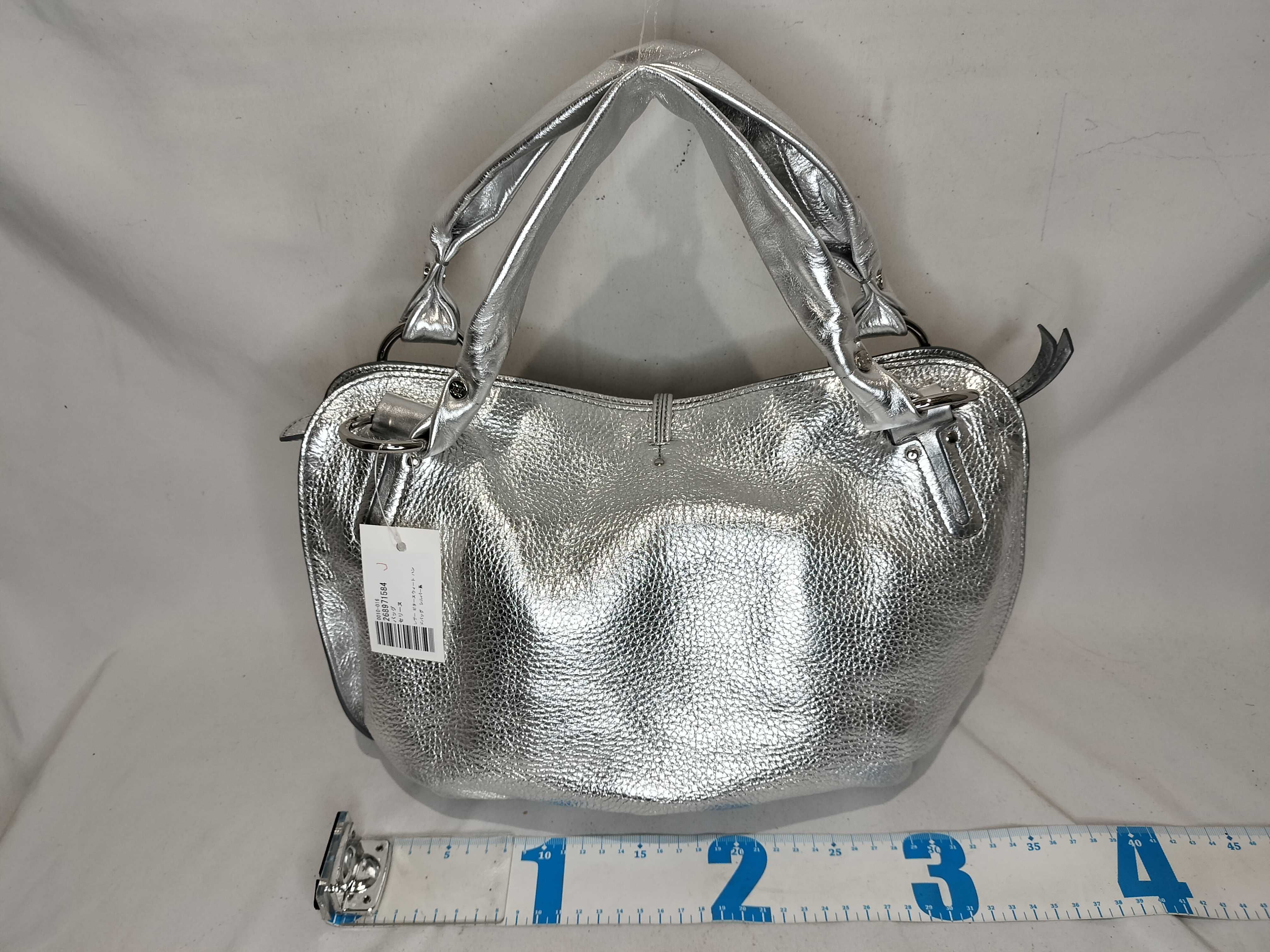 Leather Bittersweet Handbag, Silver Tone — view 2