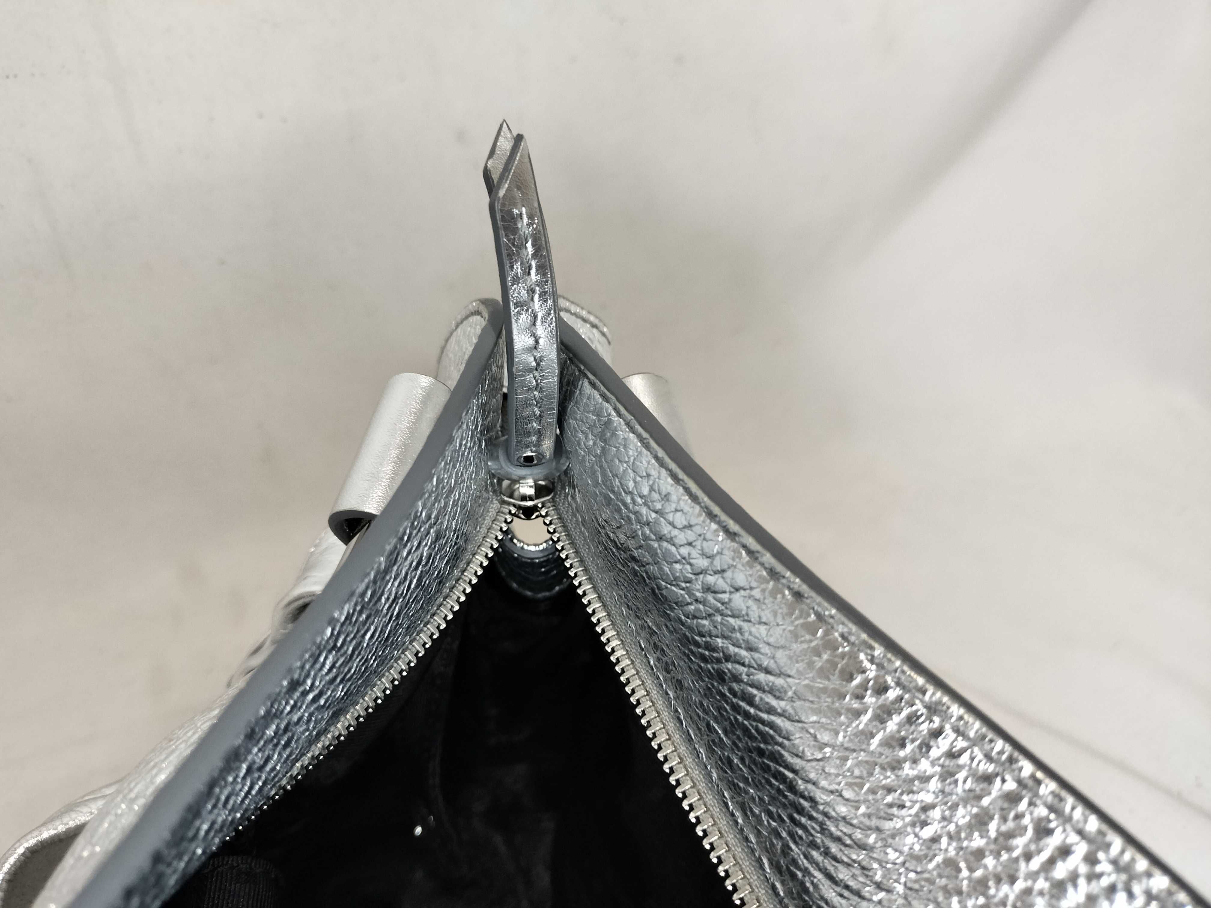 Leather Bittersweet Handbag, Silver Tone — view 11