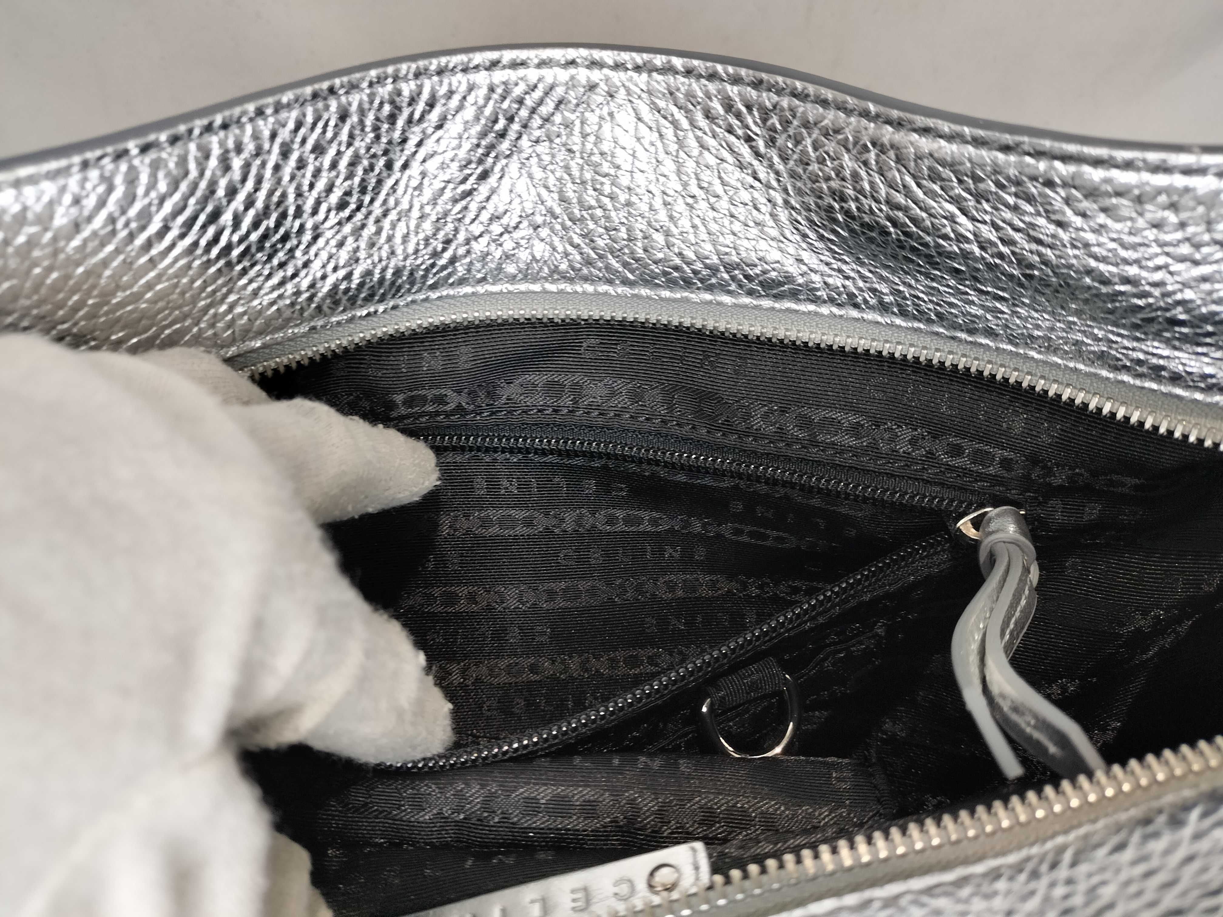 Leather Bittersweet Handbag, Silver Tone — view 12