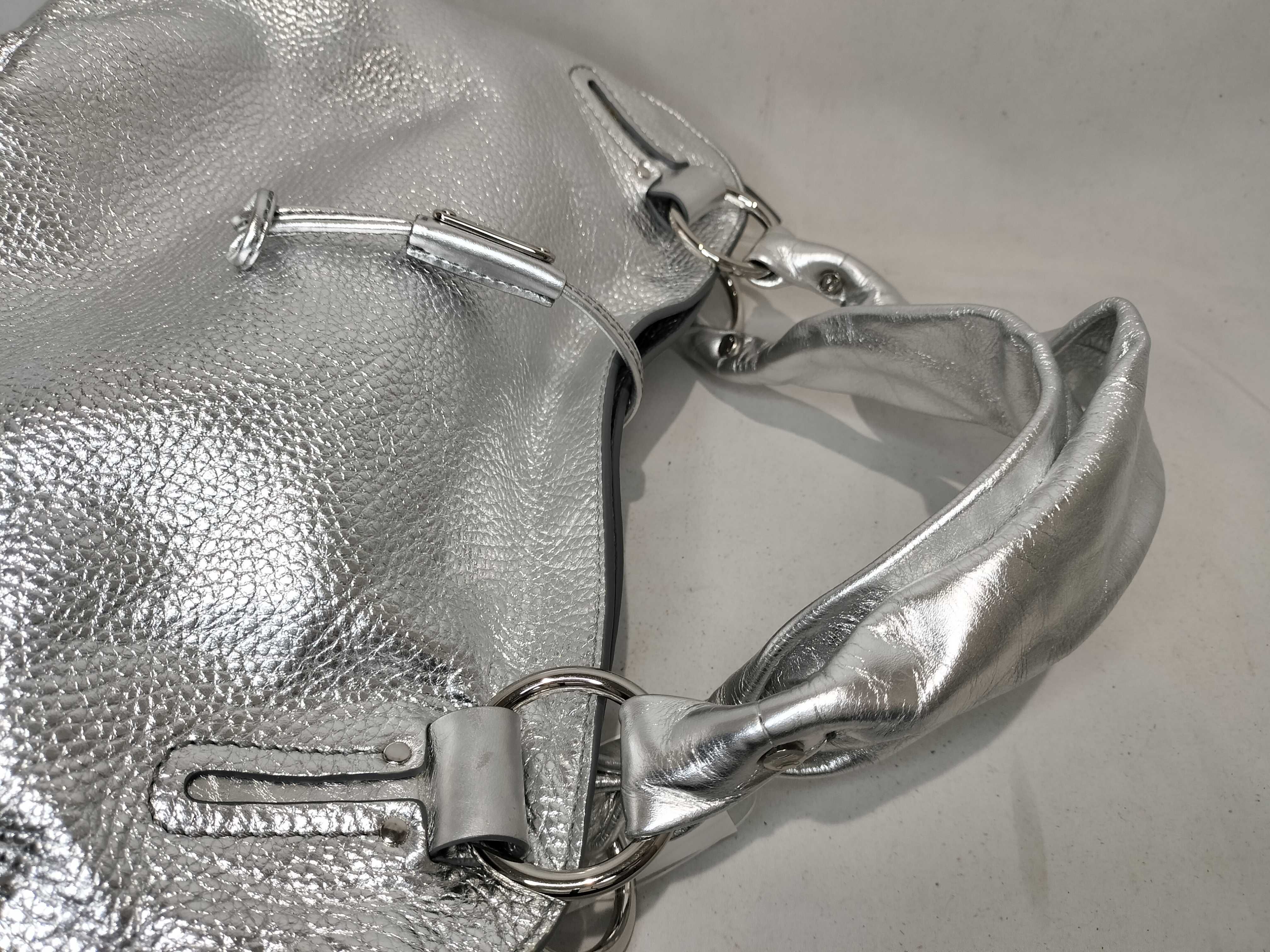 Leather Bittersweet Handbag, Silver Tone — view 3