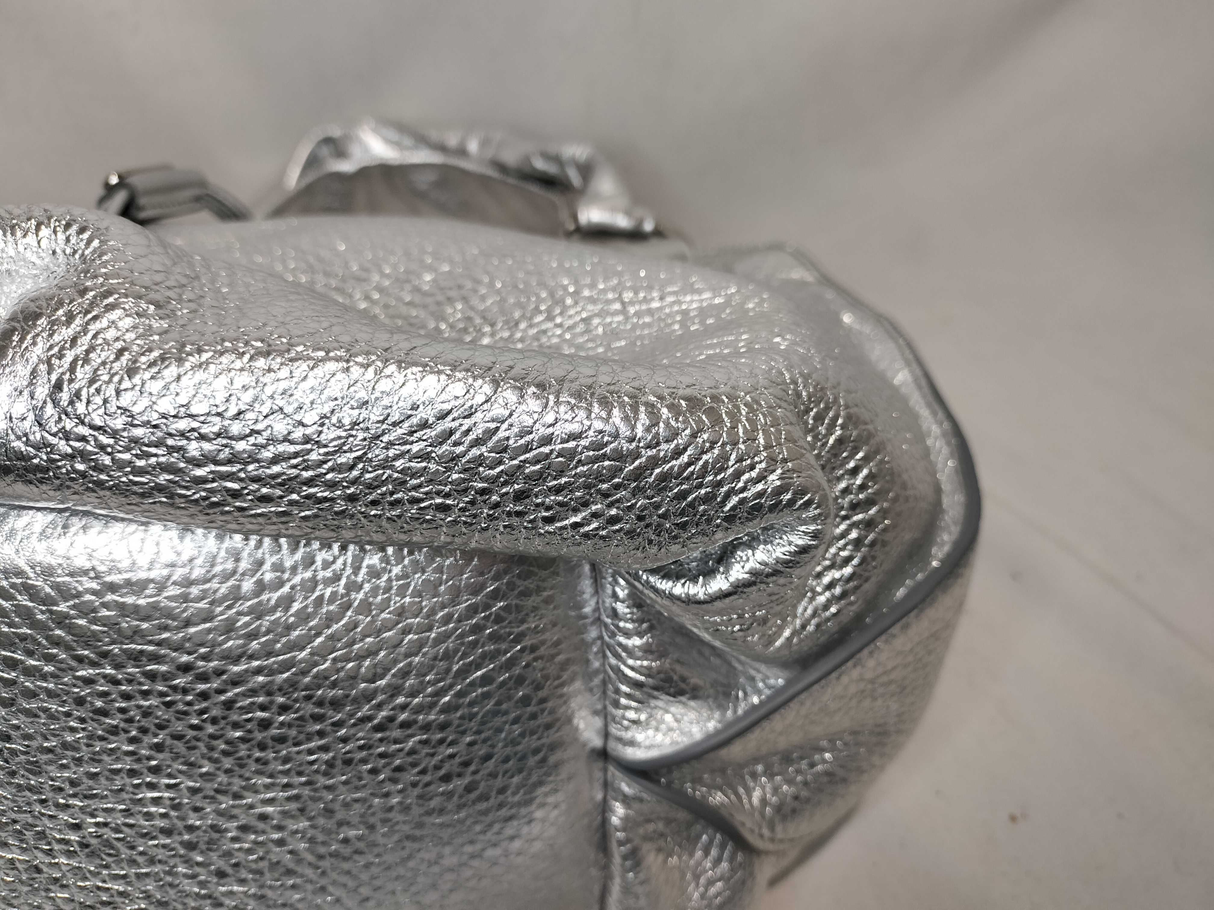 Leather Bittersweet Handbag, Silver Tone — view 6
