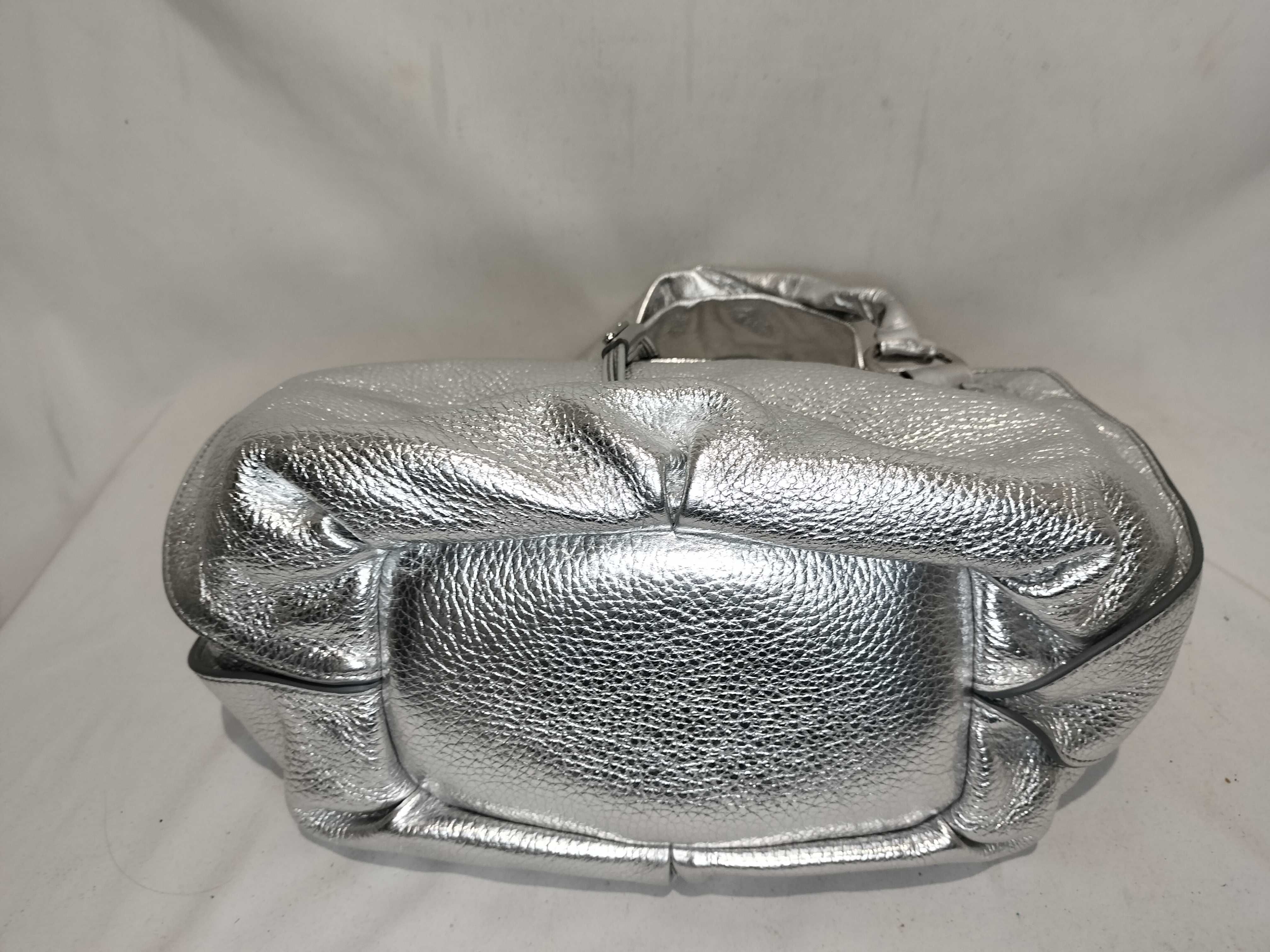 Leather Bittersweet Handbag, Silver Tone — view 7