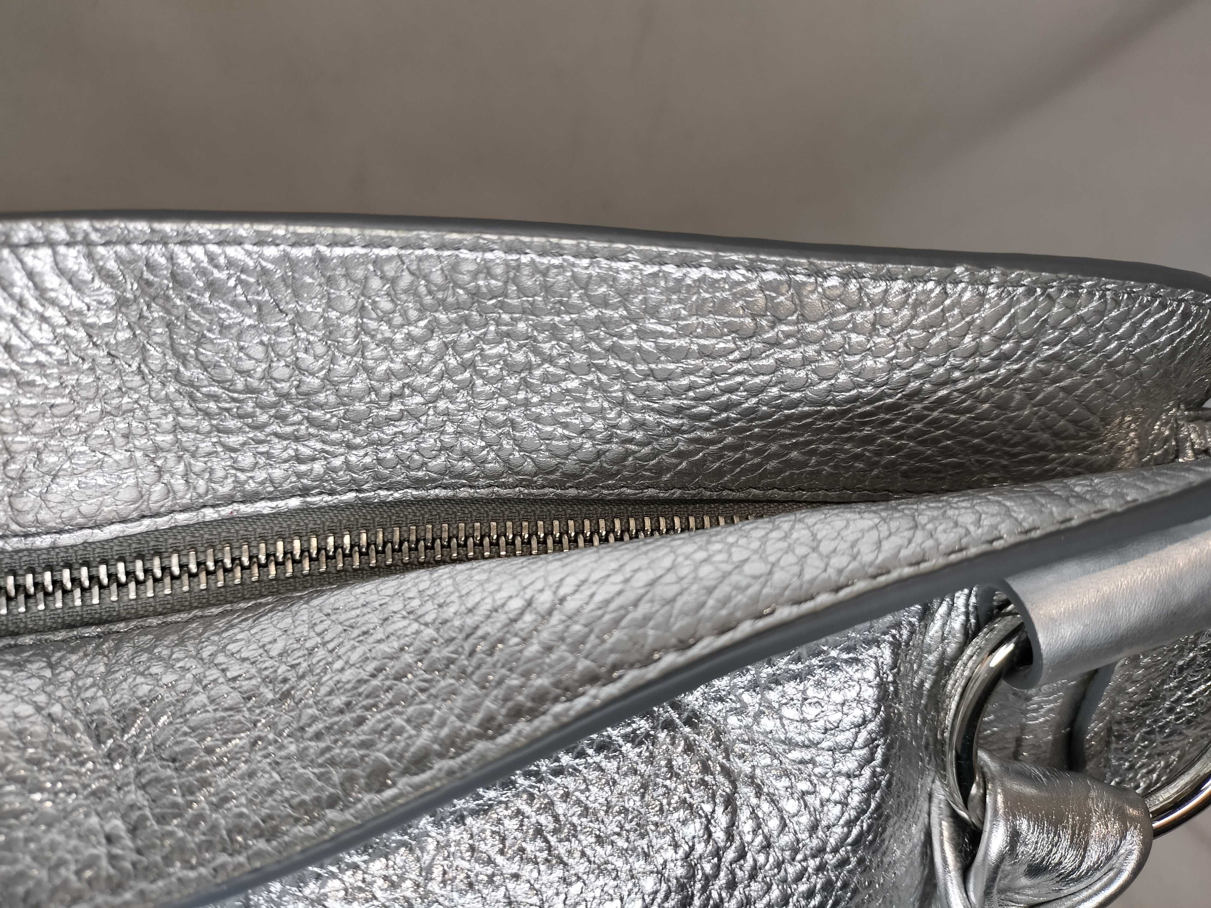 Leather Bittersweet Handbag, Silver Tone — view 8