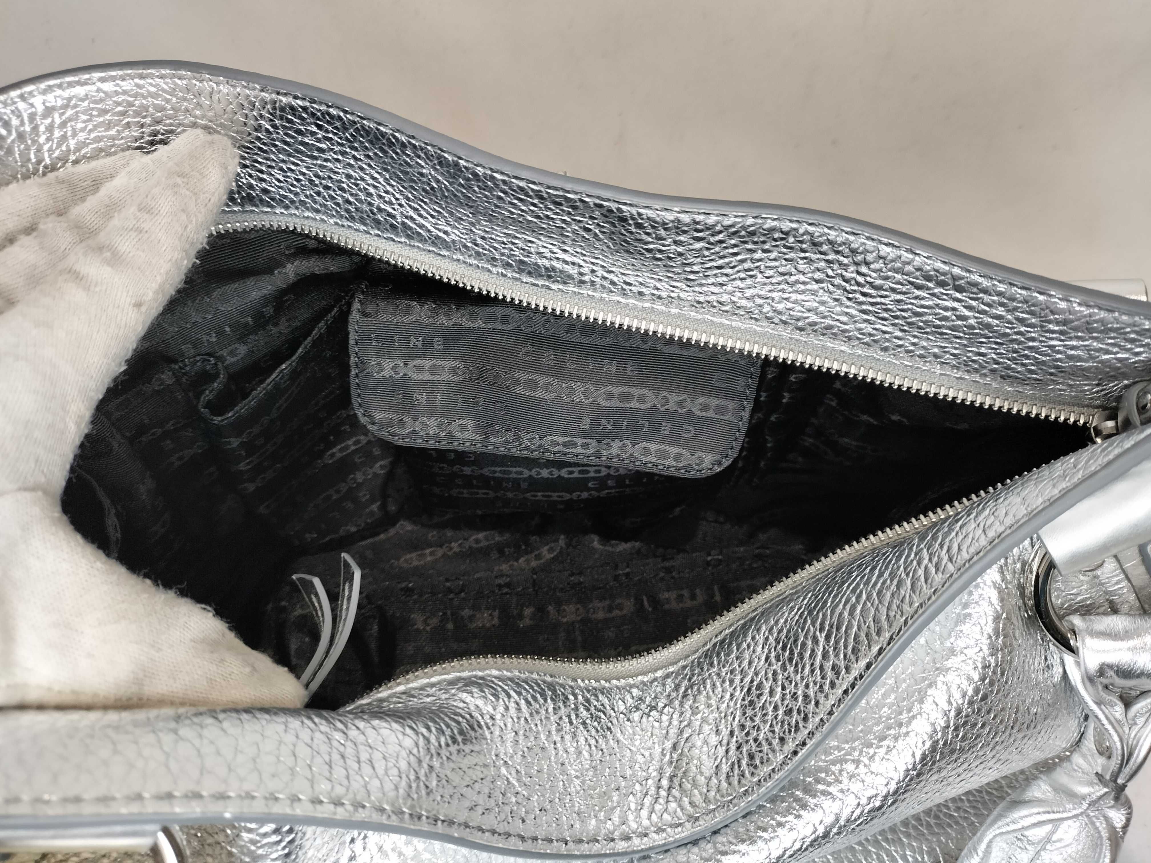 Leather Bittersweet Handbag, Silver Tone — view 9