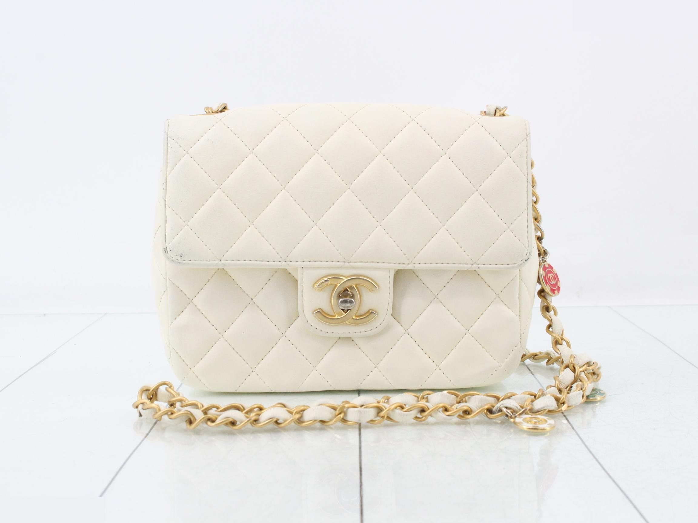 Matelassé Leather Medal Charm Chain Shoulder Bag