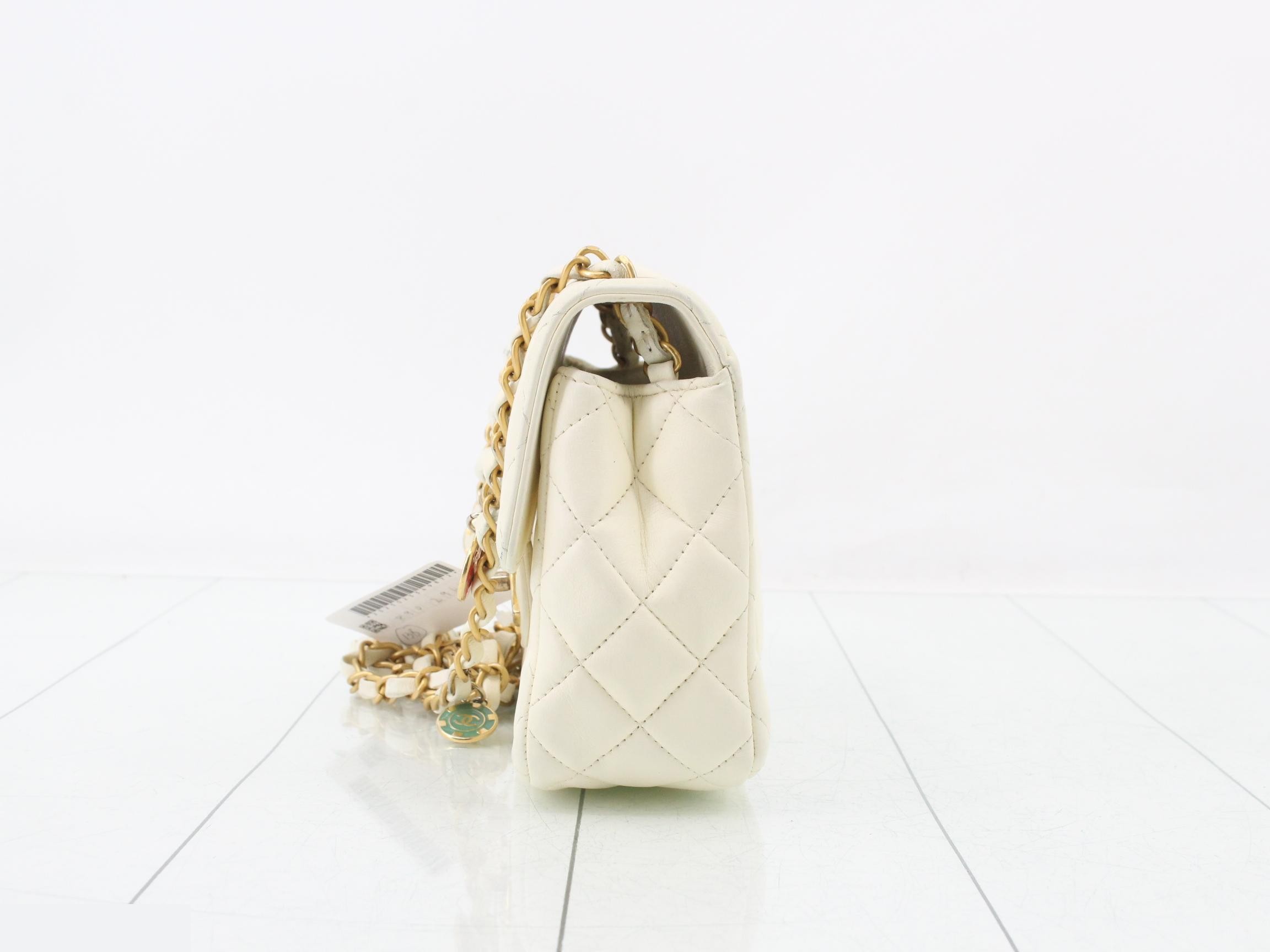 Matelassé Leather Medal Charm Chain Shoulder Bag — view 3
