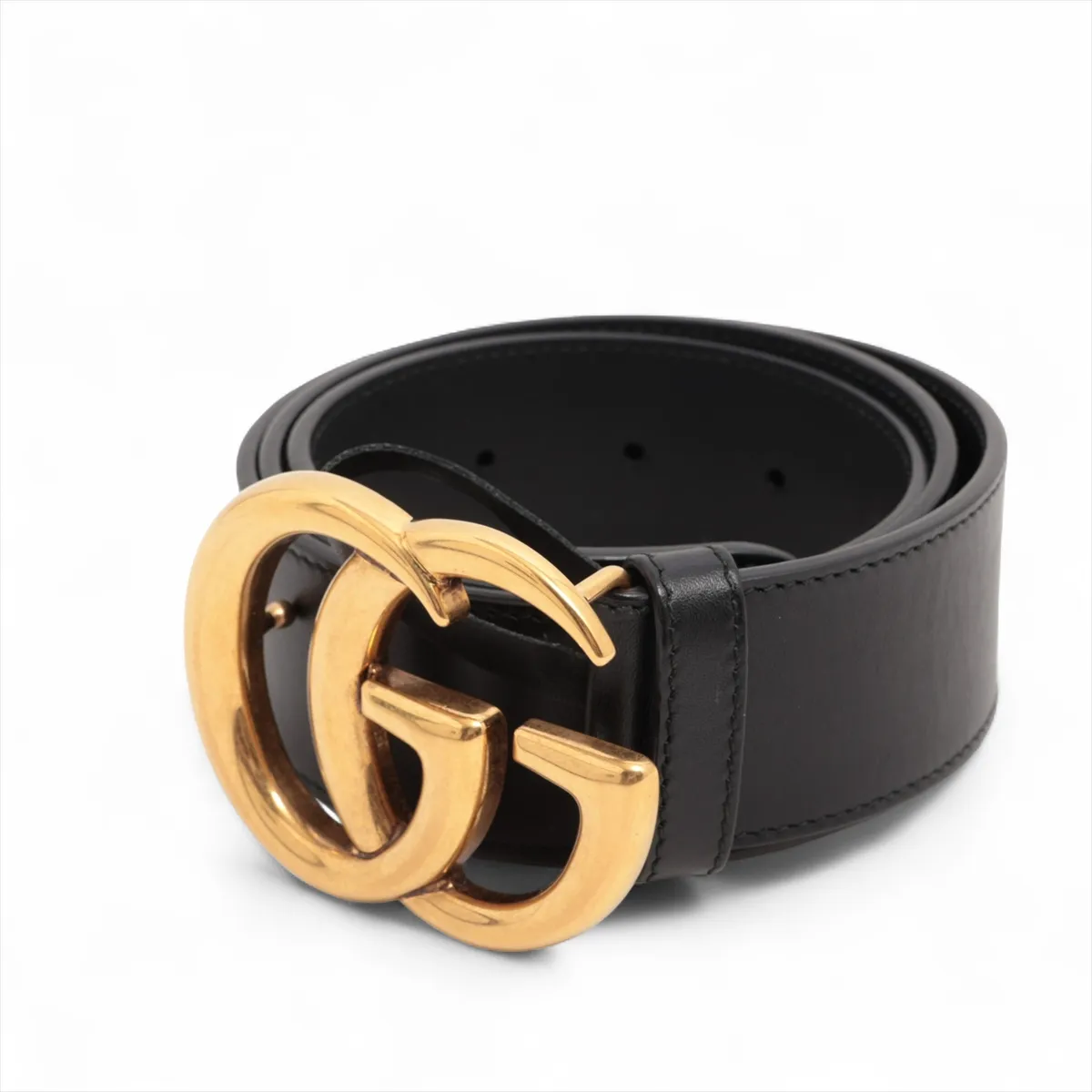 400593 GG Marmont Belt 80 GP x Leather Gold x Black