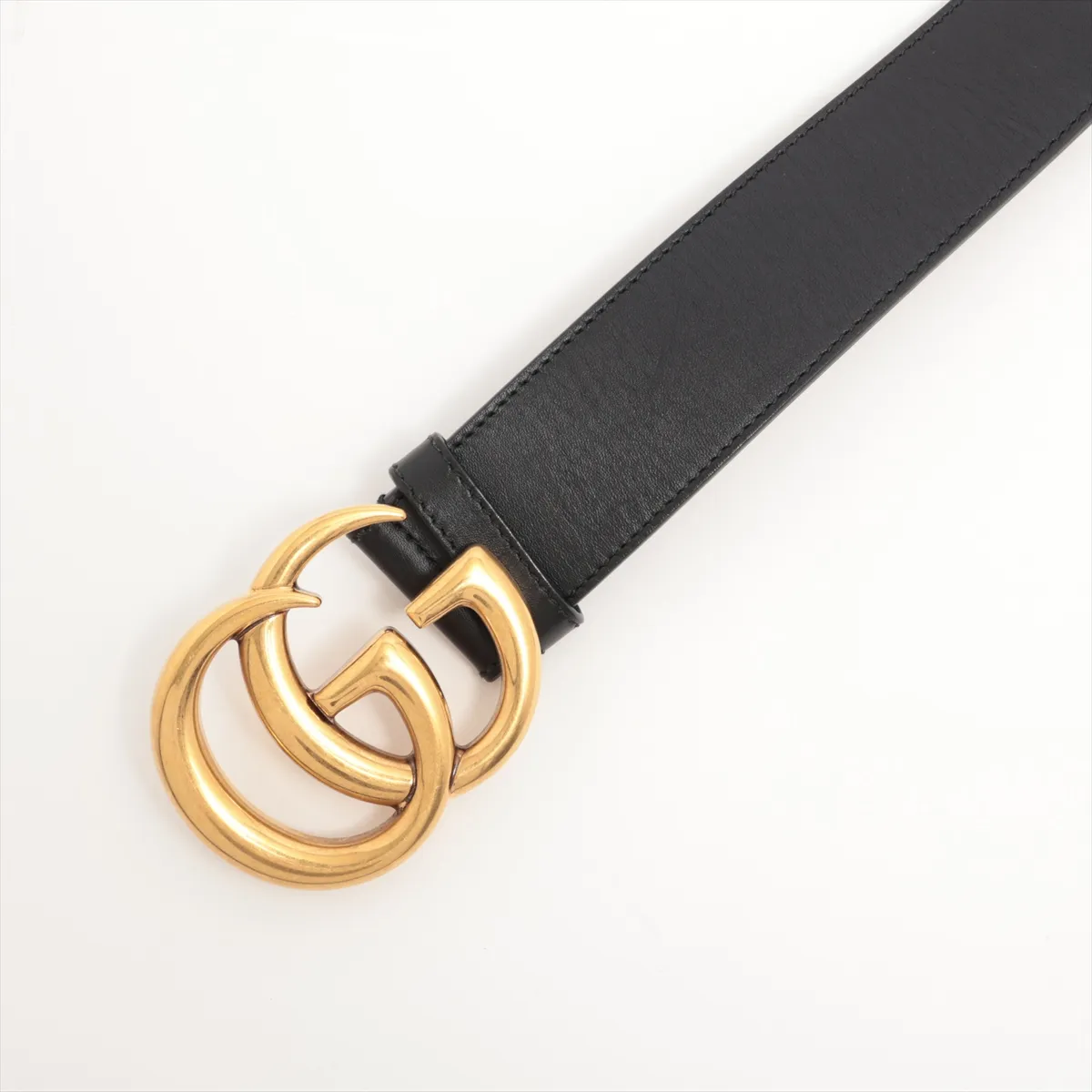400593 GG Marmont Belt 80 GP x Leather Gold x Black — view 2