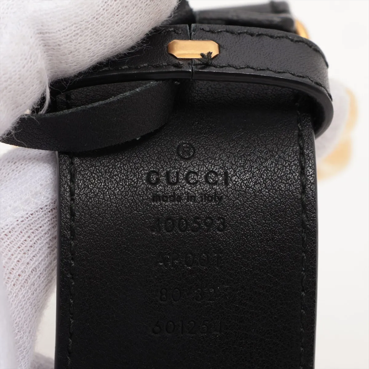 400593 GG Marmont Belt 80 GP x Leather Gold x Black — view 5