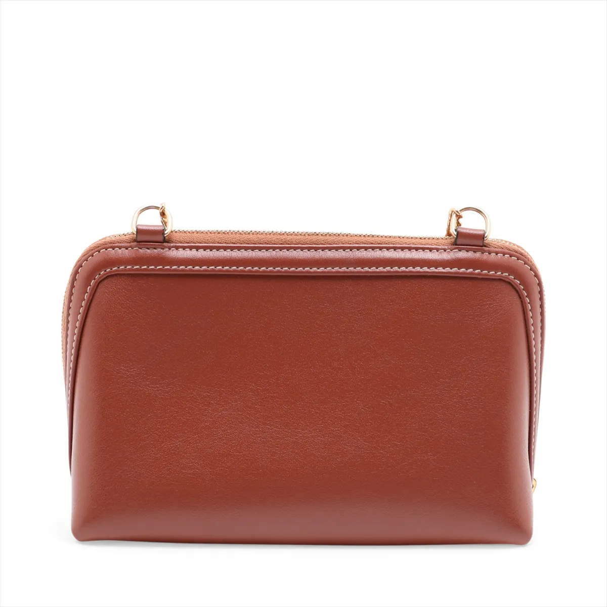 Triomphe Chain Clutch Cuir Leather Chain Shoulder Bag Brown — view 2