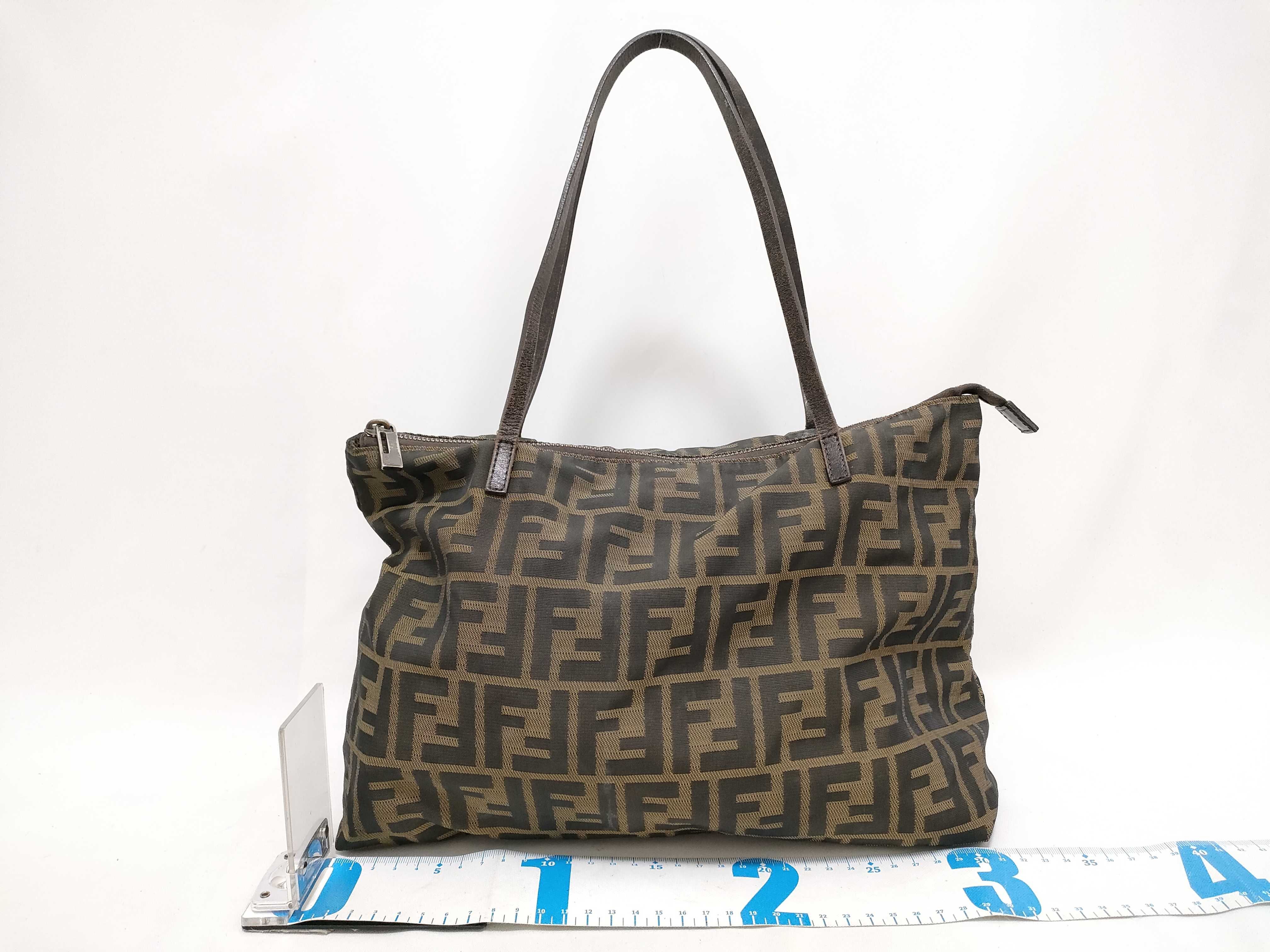 Zucca pattern tote bag, Fendi 23218BH023019, nylon, brown tote bag — view 2