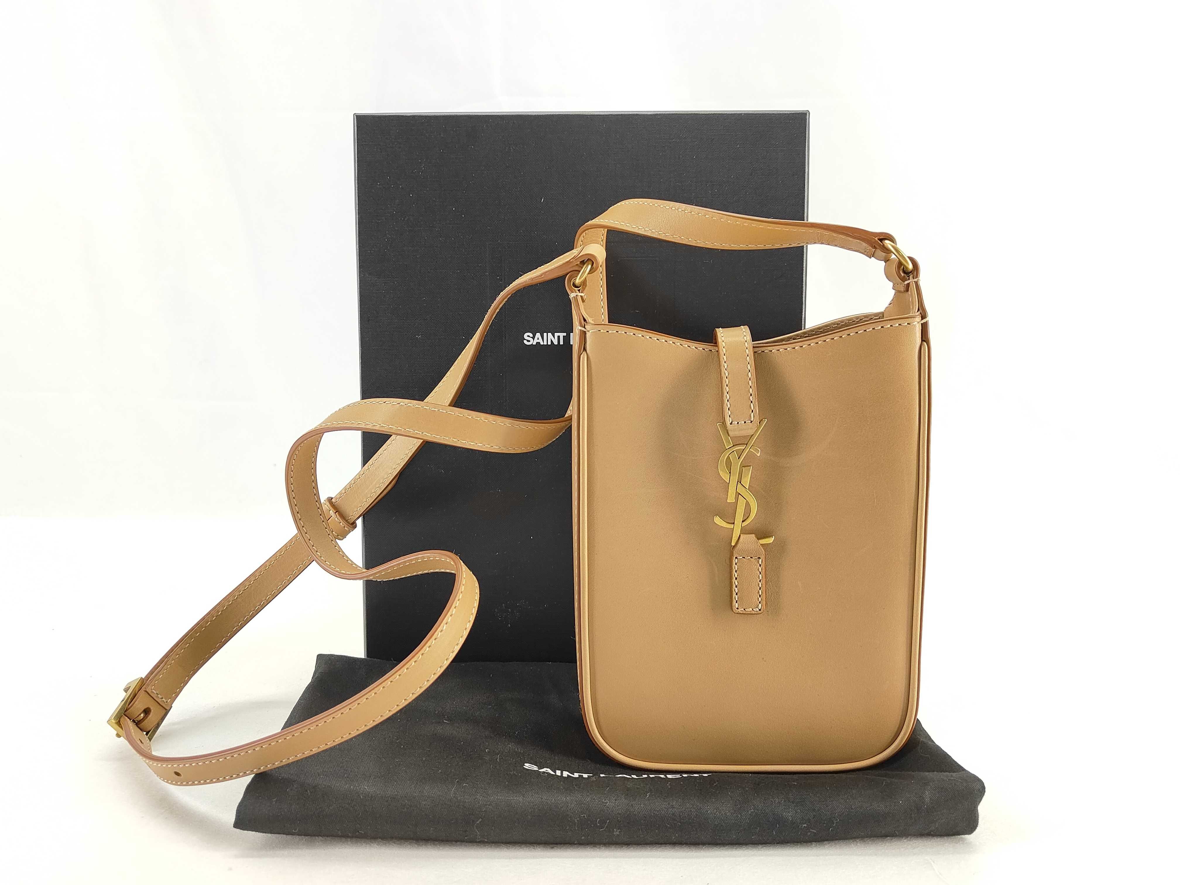 Mini Vertical Leather Shoulder Bag, Beige, 735214 (Shoulder Bag)